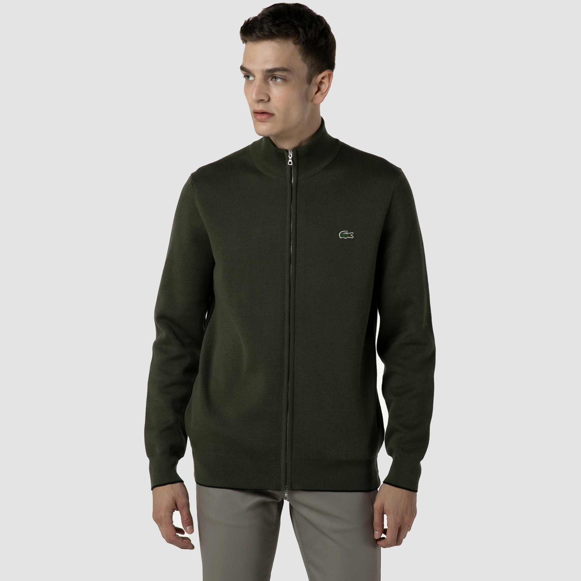 Lacoste Erkek Fermuarlı Haki Hırka