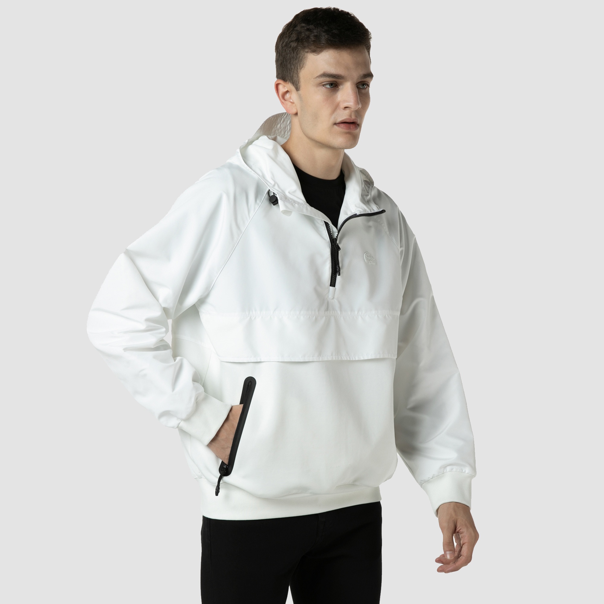 Lacoste Erkek Kapüşonlu Beyaz Rüzgarlık