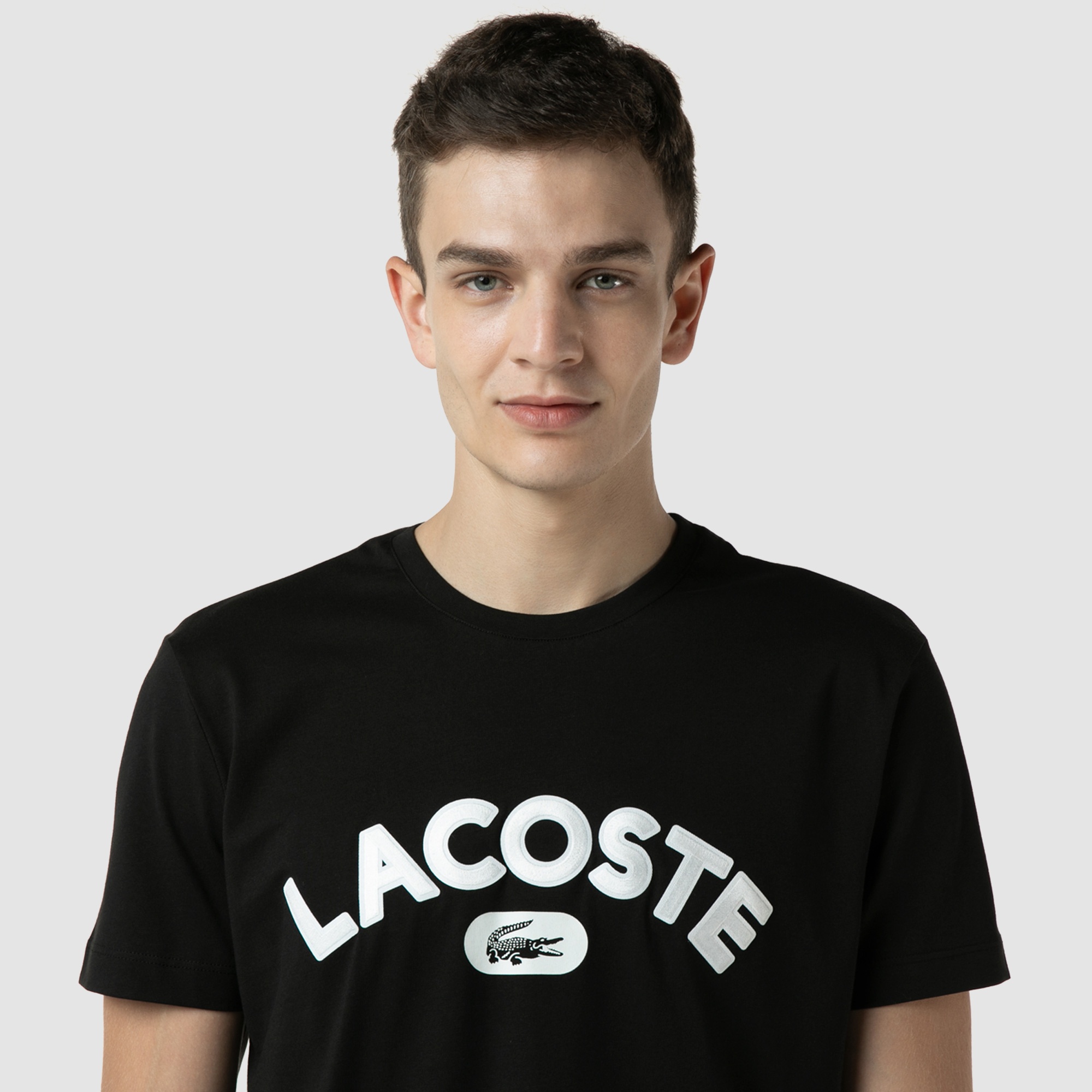 Lacoste Erkek Regular Fit Bisiklet Yaka Baskılı Siyah T-Shirt