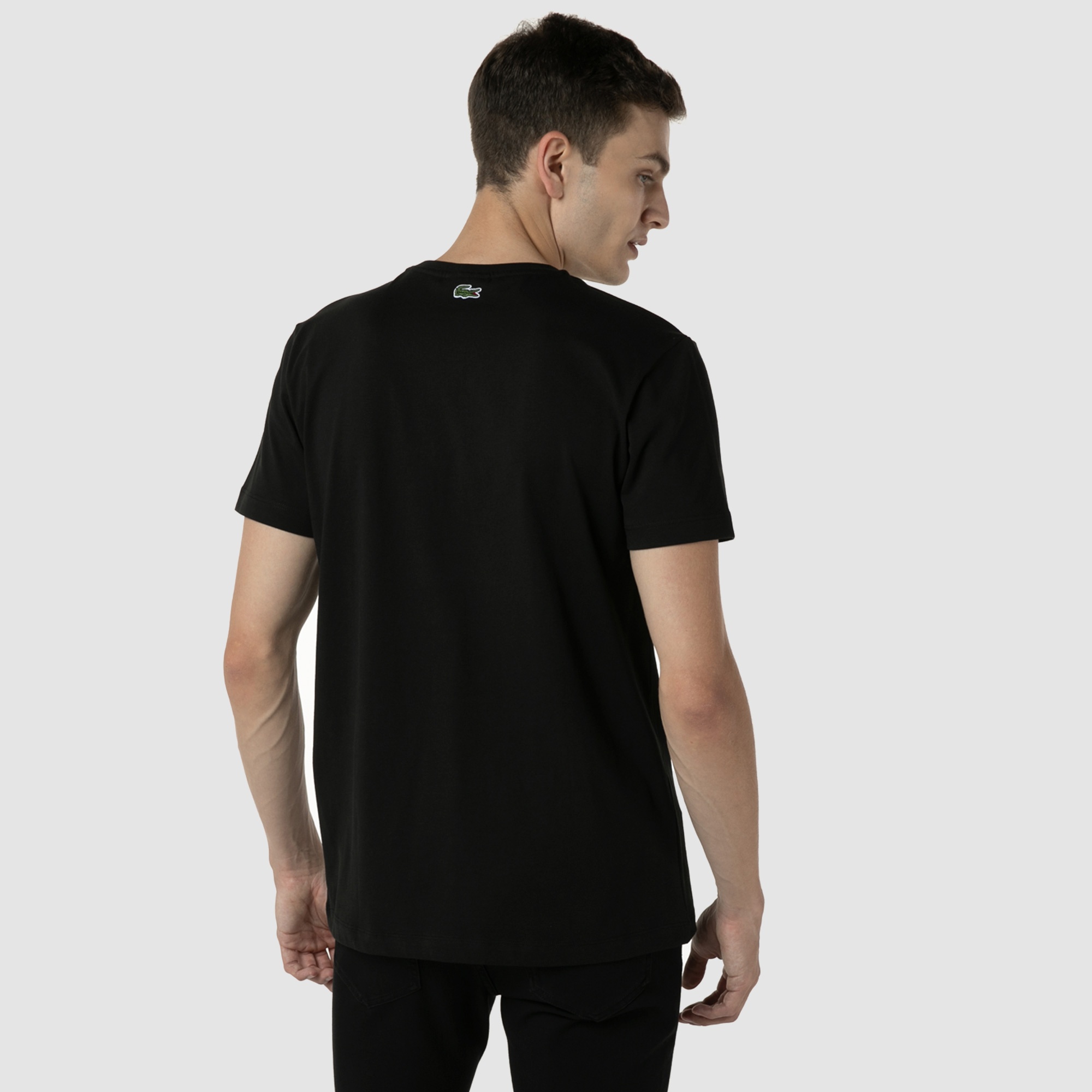 Lacoste Erkek Regular Fit Bisiklet Yaka Baskılı Siyah T-Shirt