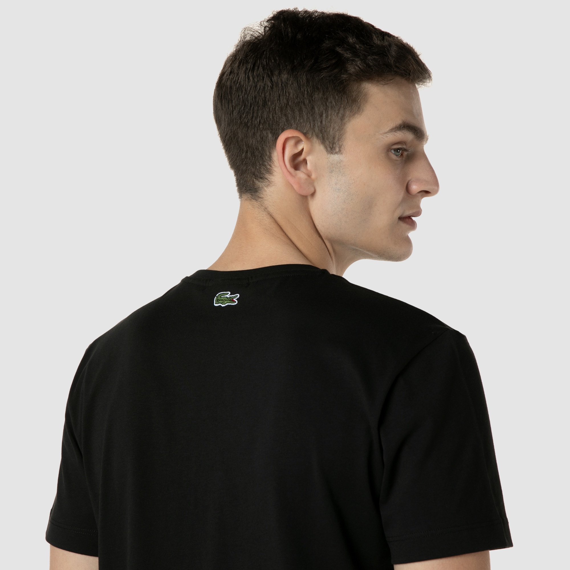 Lacoste Erkek Regular Fit Bisiklet Yaka Baskılı Siyah T-Shirt