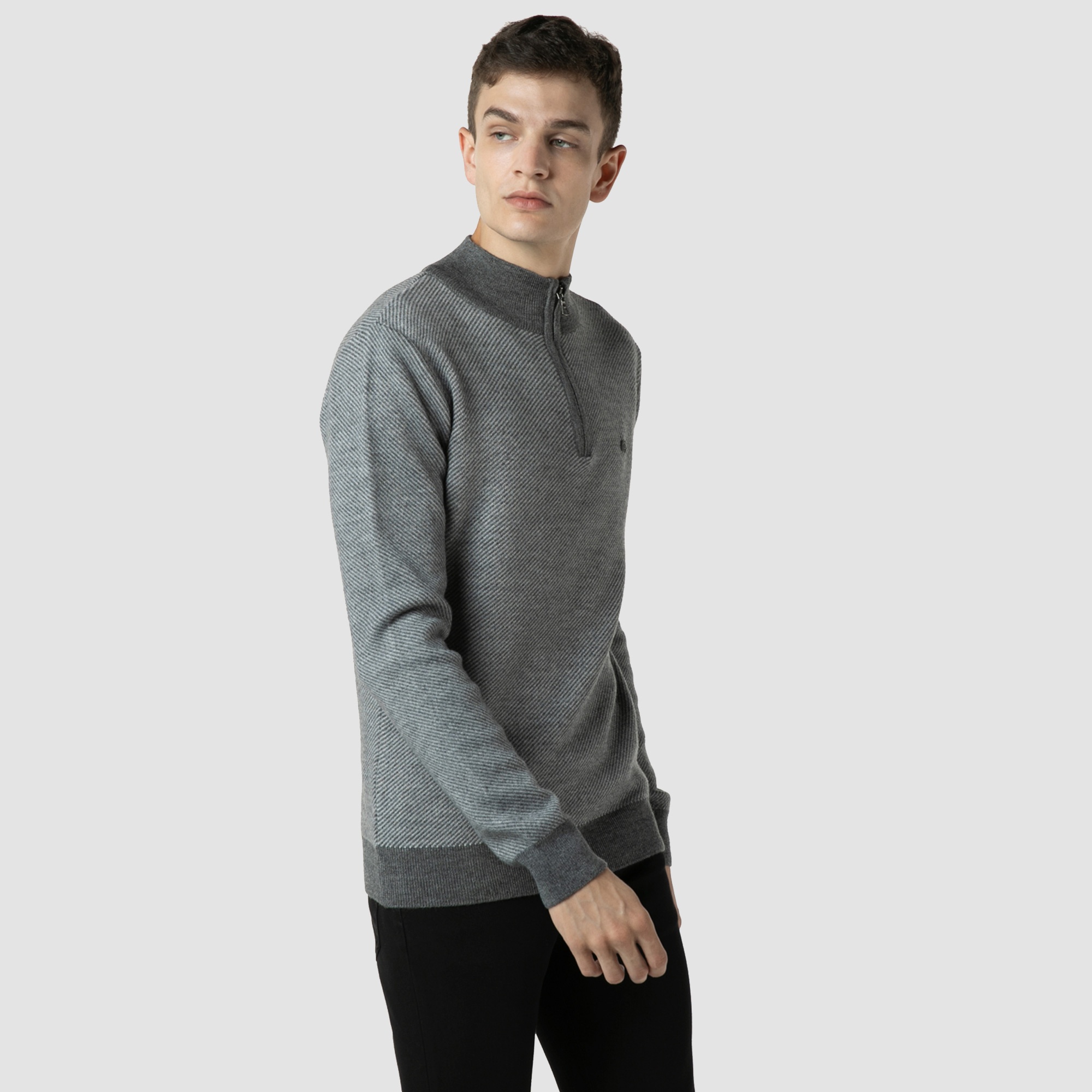 Lacoste Erkek Regular Fit Boğazlı Yaka Gri Kazak