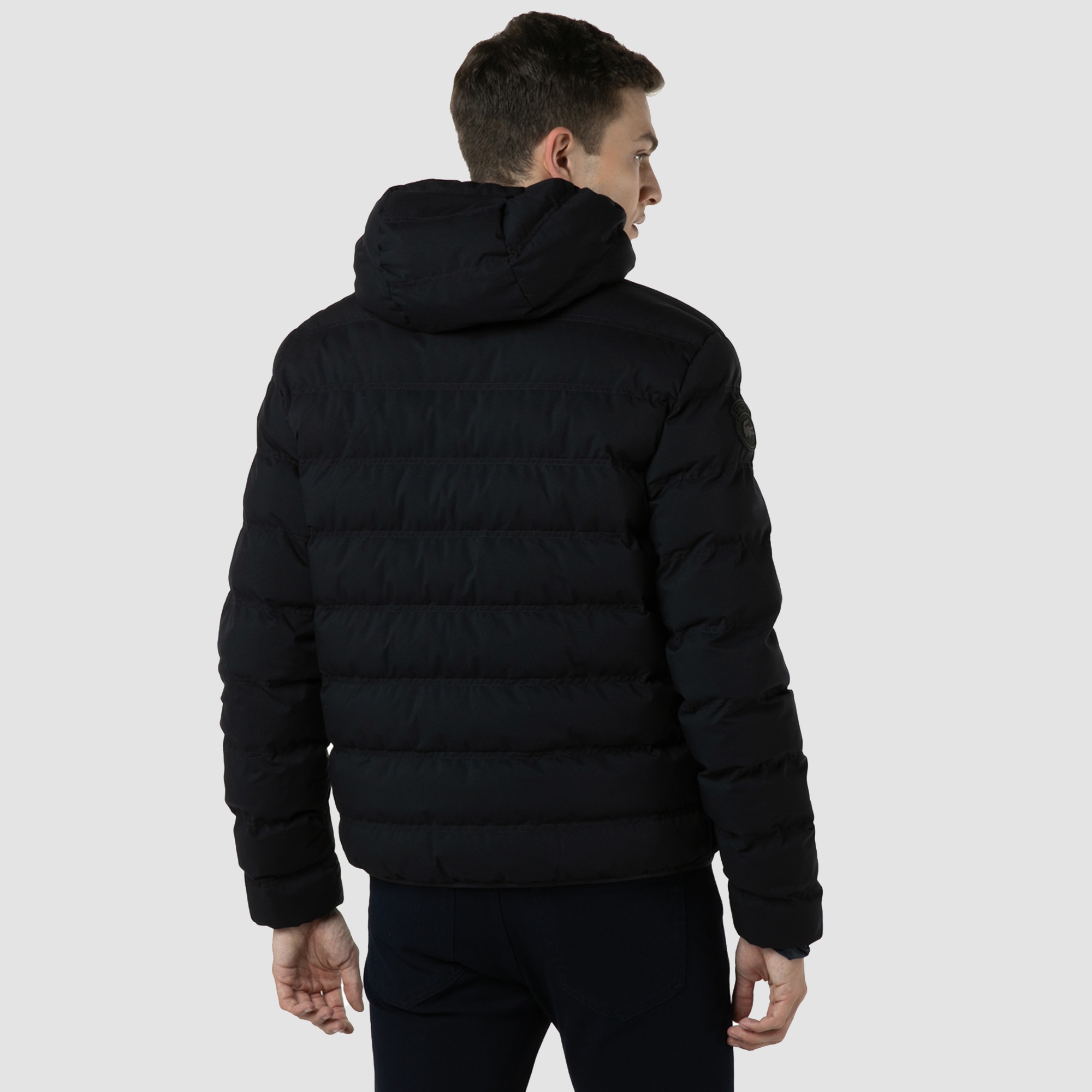 Lacoste Erkek Kapüşonlu Kapitone Lacivert Mont