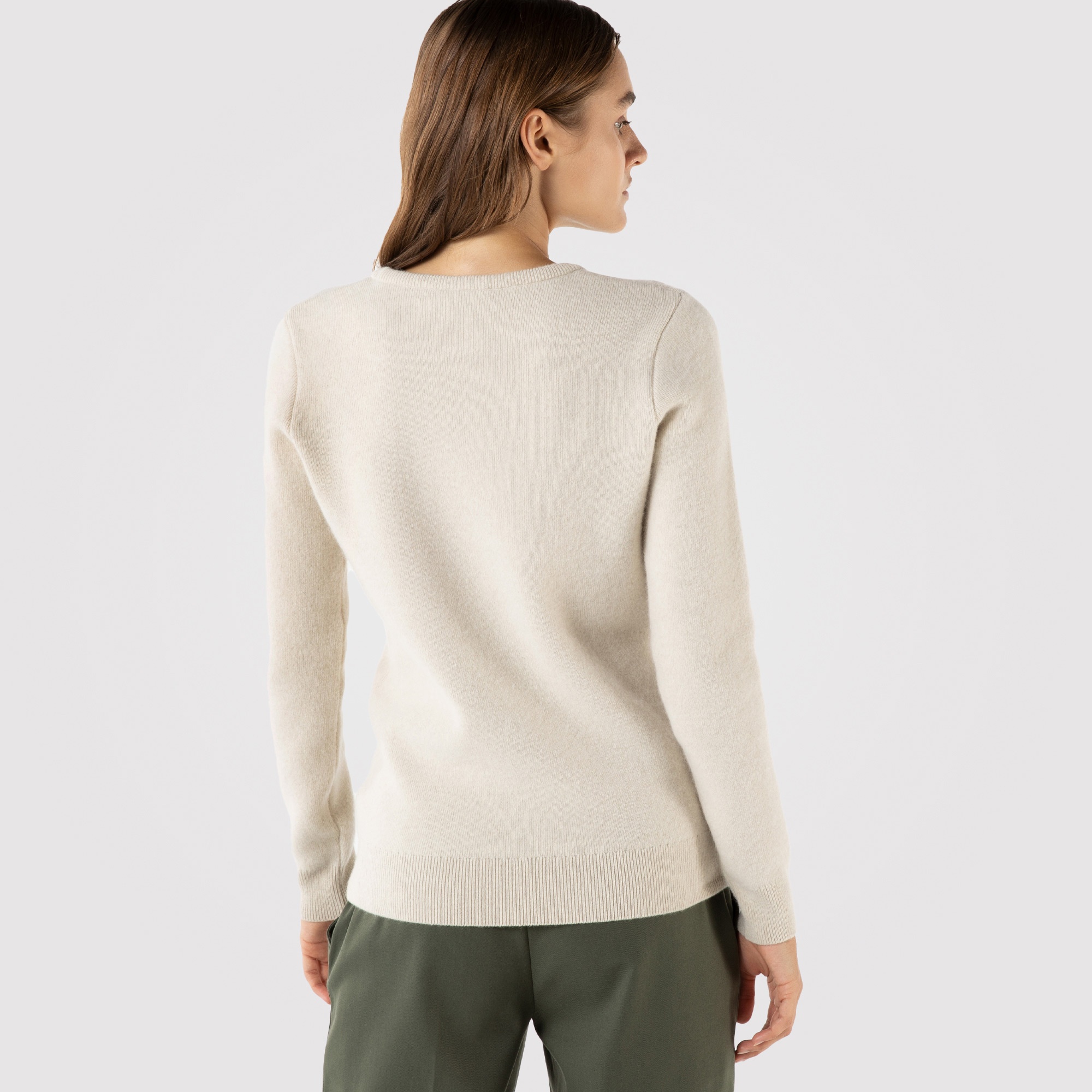 Lacoste Kadın Bisiklet Yaka Bej Kazak