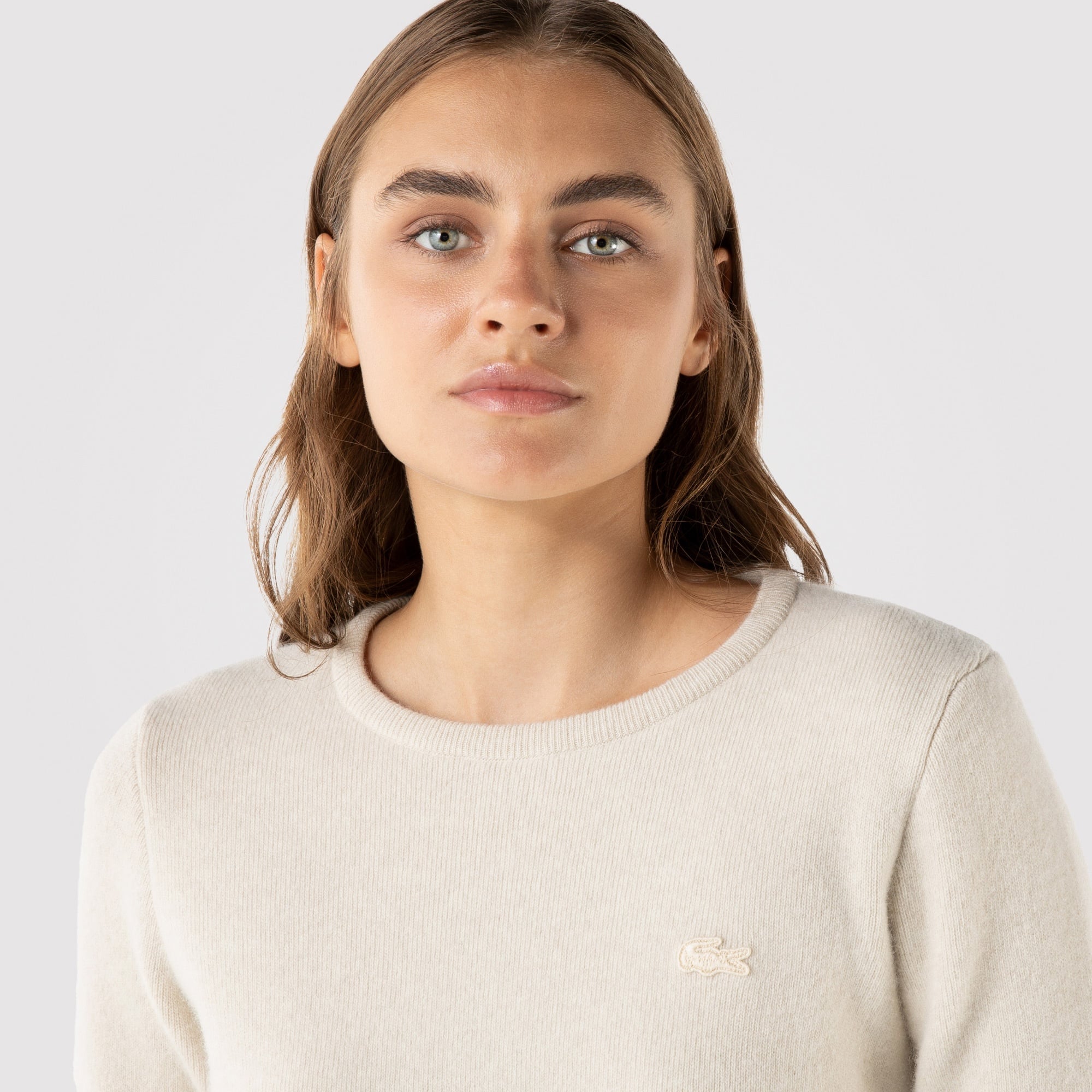 Lacoste Kadın Bisiklet Yaka Bej Kazak