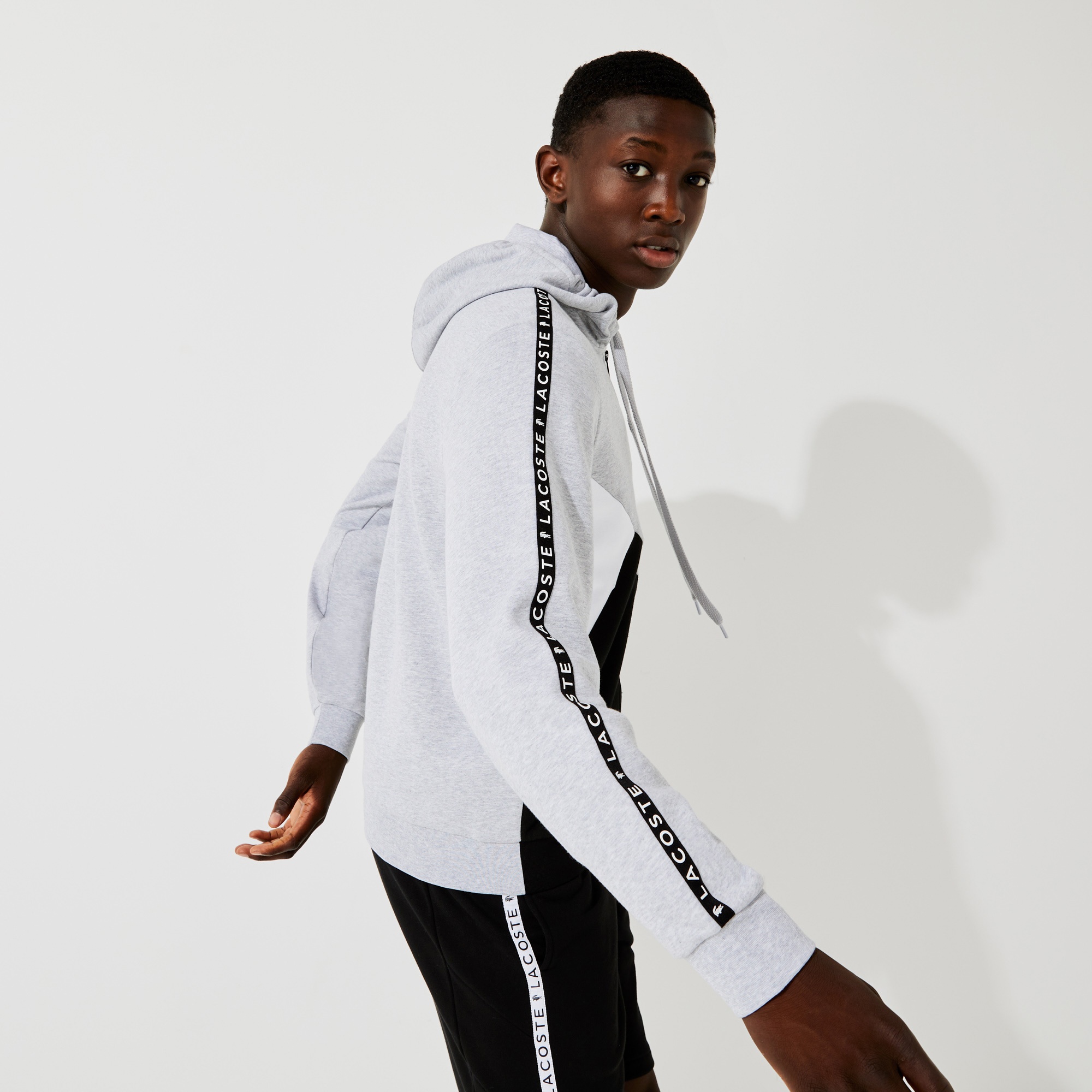 Lacoste Erkek Classic Fit Fermuarlı Renk Bloklu Gri Sweatshirt