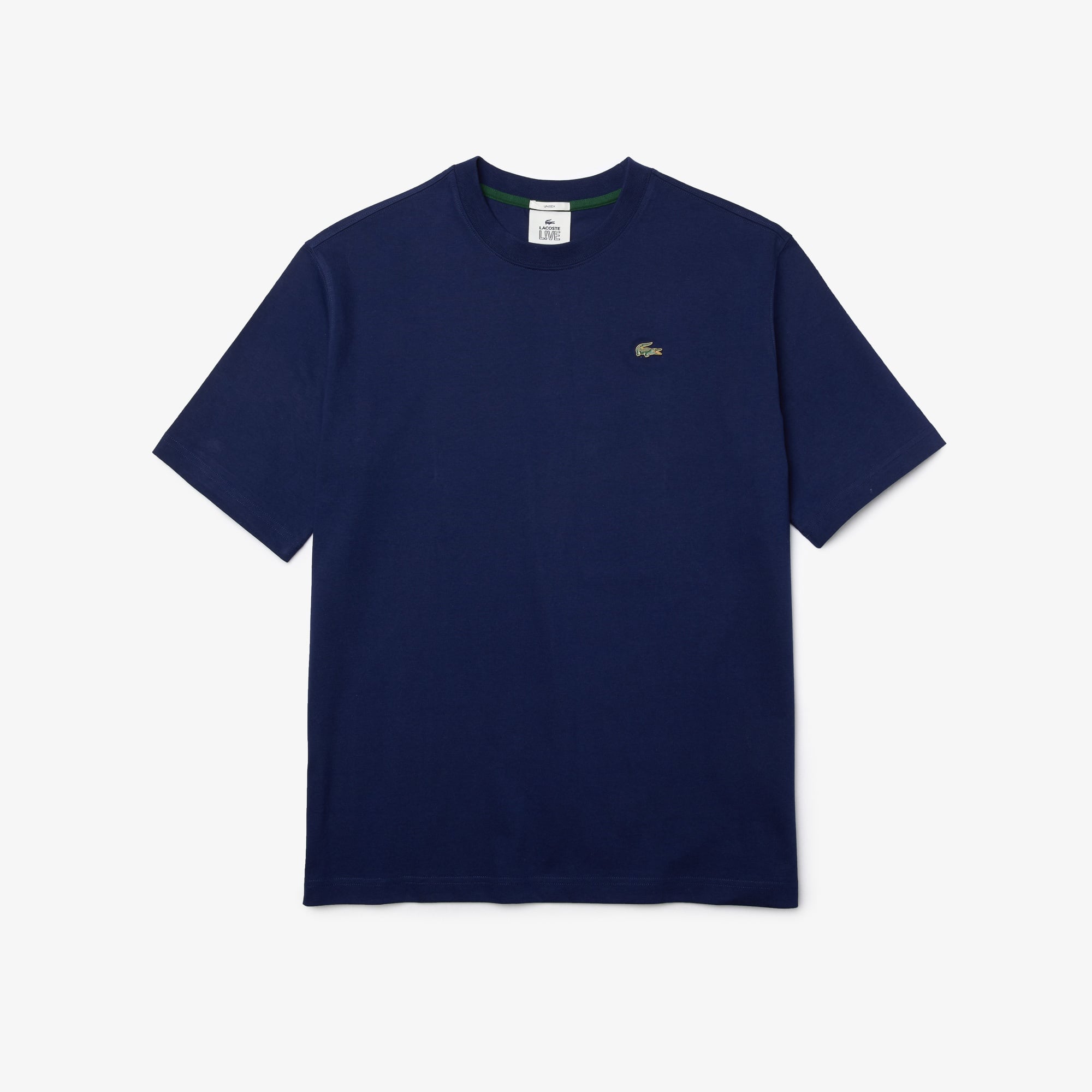 Lacoste L!VE Unisex Relaxed Fit Bisiklet Yaka Lacivert T-Shirt