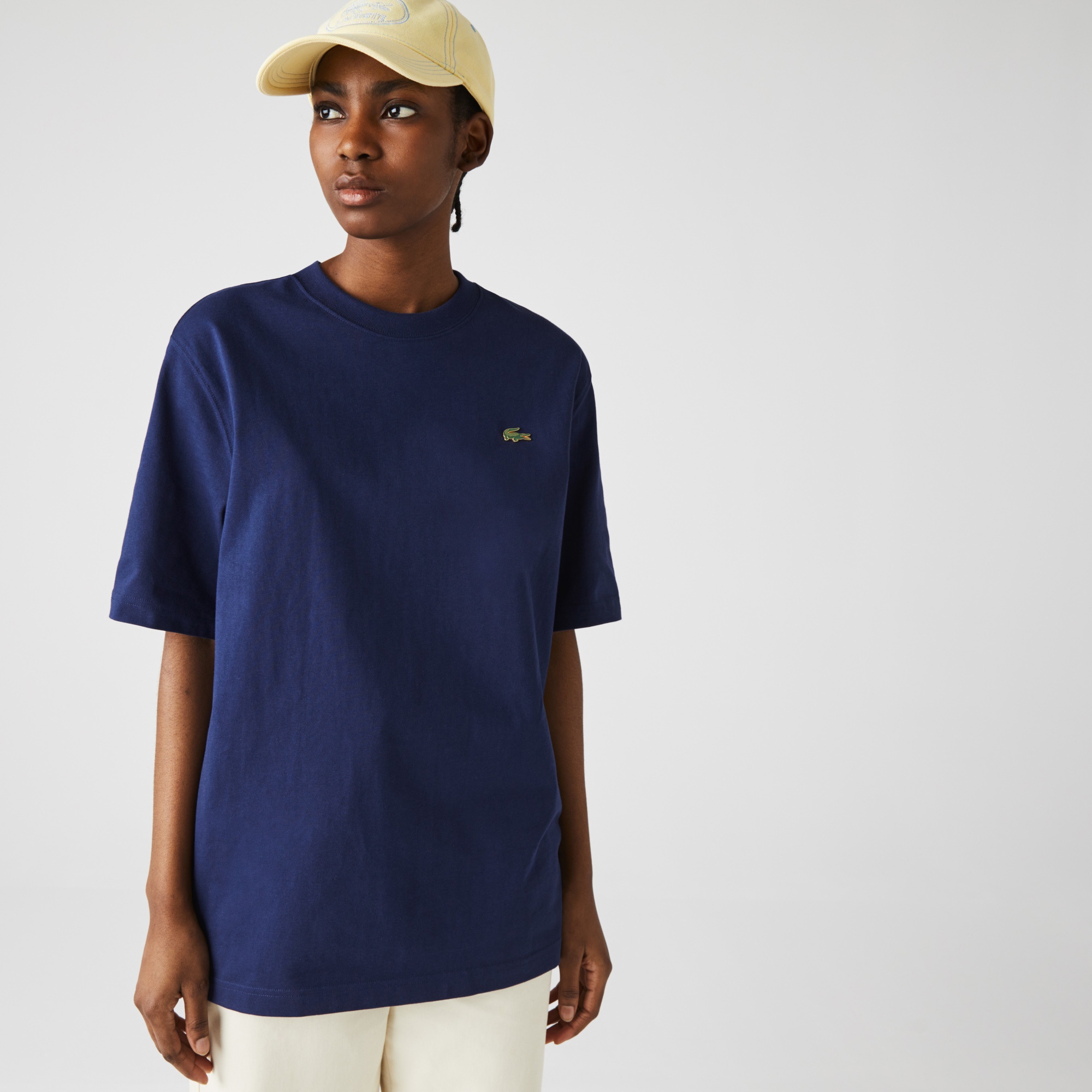 Lacoste L!VE Unisex Relaxed Fit Bisiklet Yaka Lacivert T-Shirt