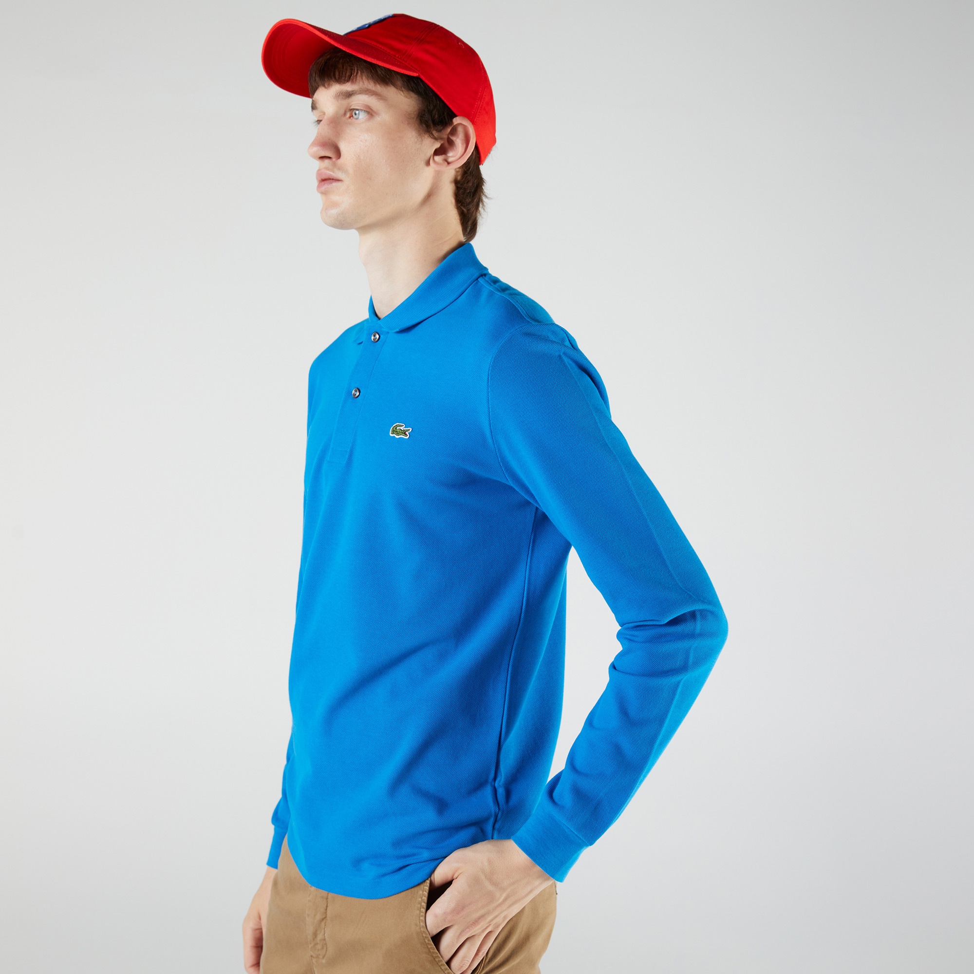 Lacoste Erkek Classic Fit Uzun Kollu Mavi Polo