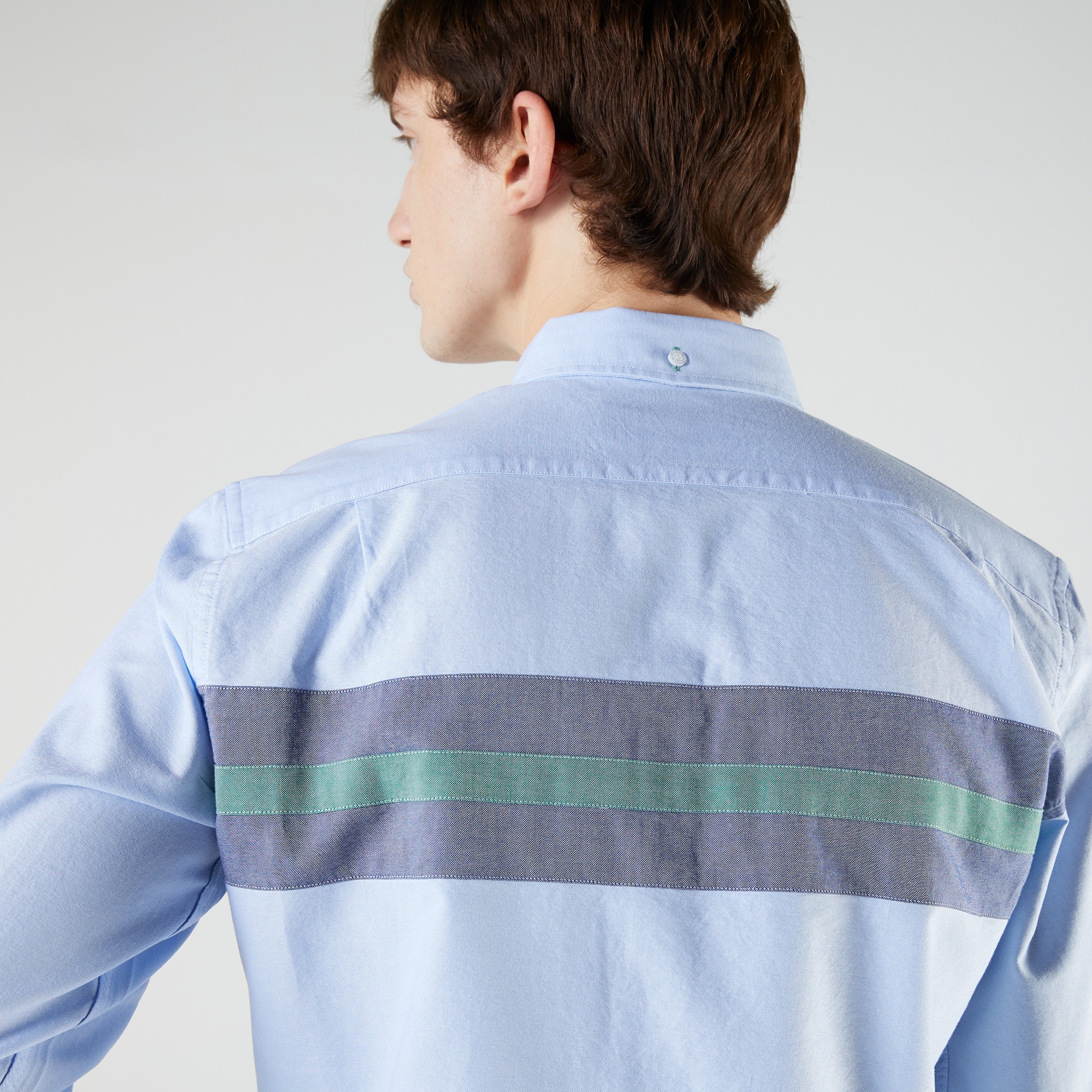 Lacoste Erkek Slim Fit Renk Bloklu Mavi Gömlek