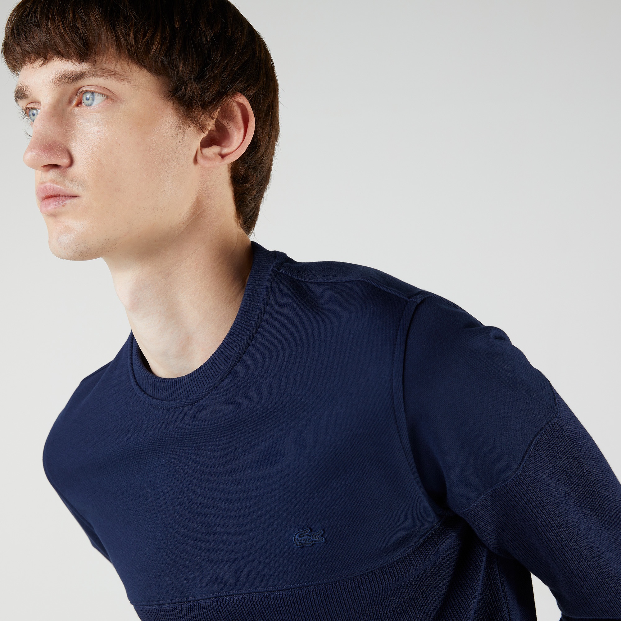 Lacoste Erkek Regular Fit Uzun Kollu Bisiklet Yaka Renk Bloklu Lacivert Sweatshirt