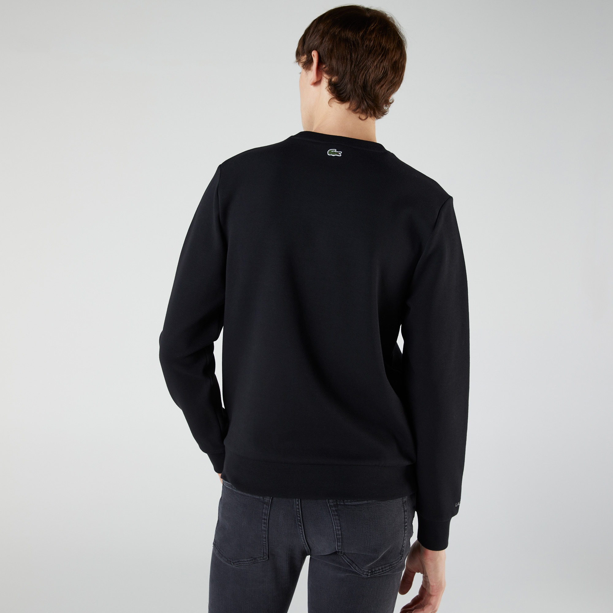 Lacoste Erkek Regular Fit Bisiklet Yaka Baskılı Siyah Sweatshirt