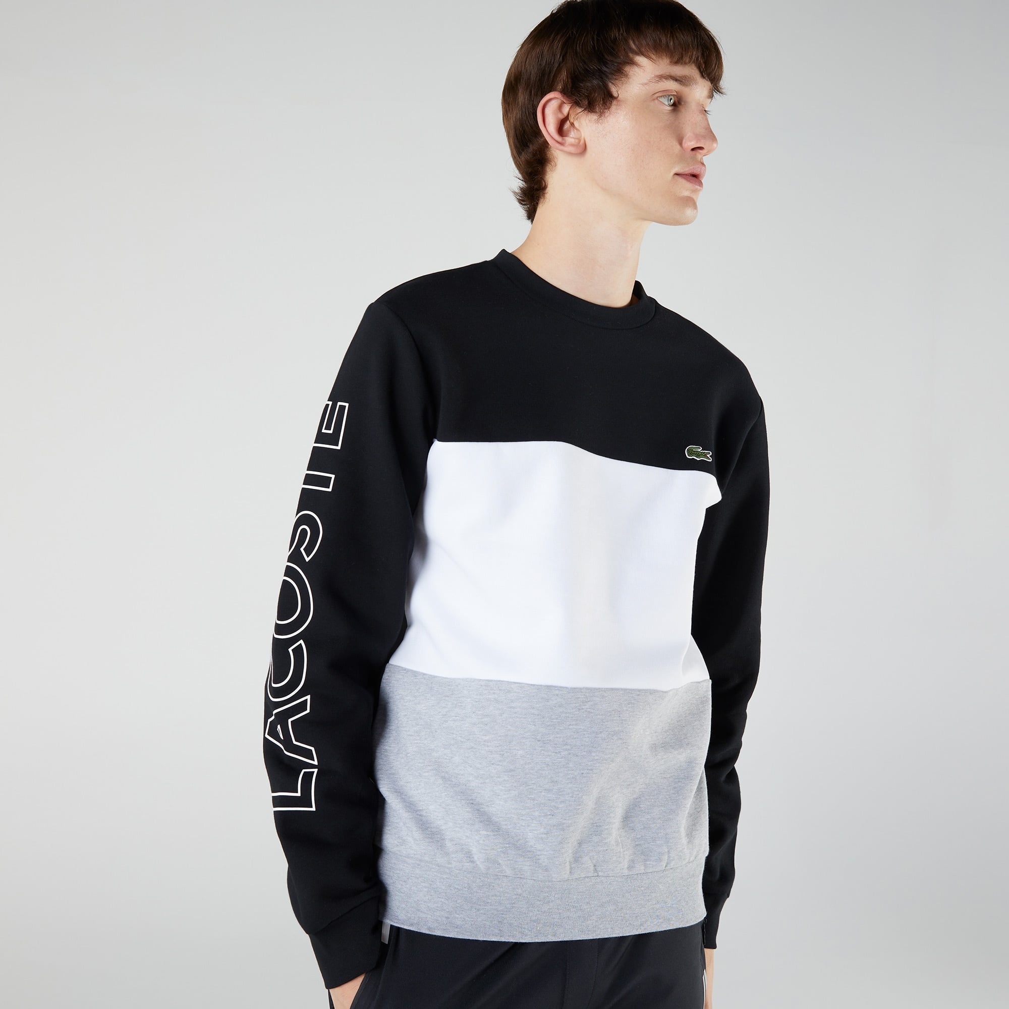 Lacoste Erkek Classic Fit Bisiklet Yaka Renk Bloklu Siyah Sweatshirt