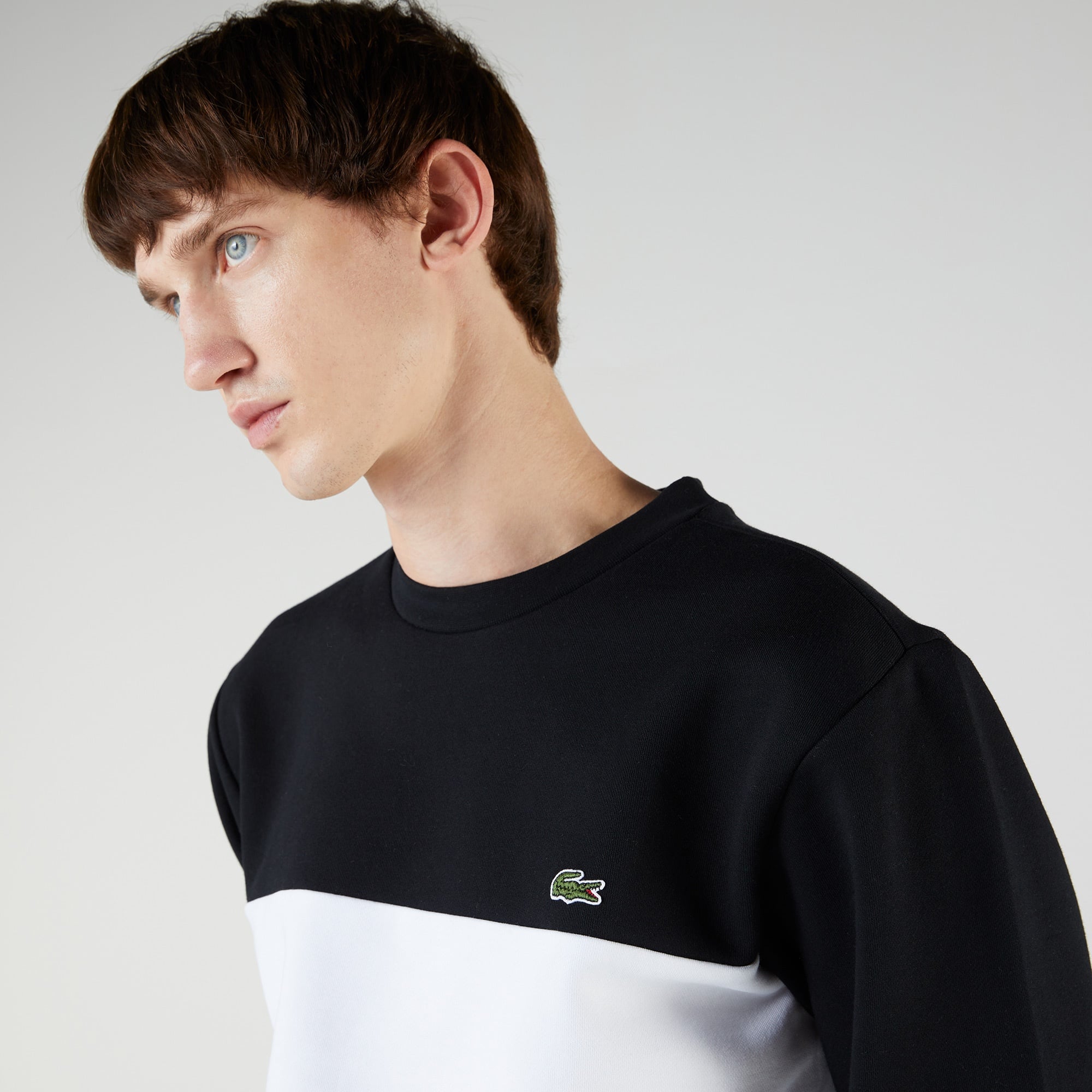 Lacoste Erkek Classic Fit Bisiklet Yaka Renk Bloklu Siyah Sweatshirt