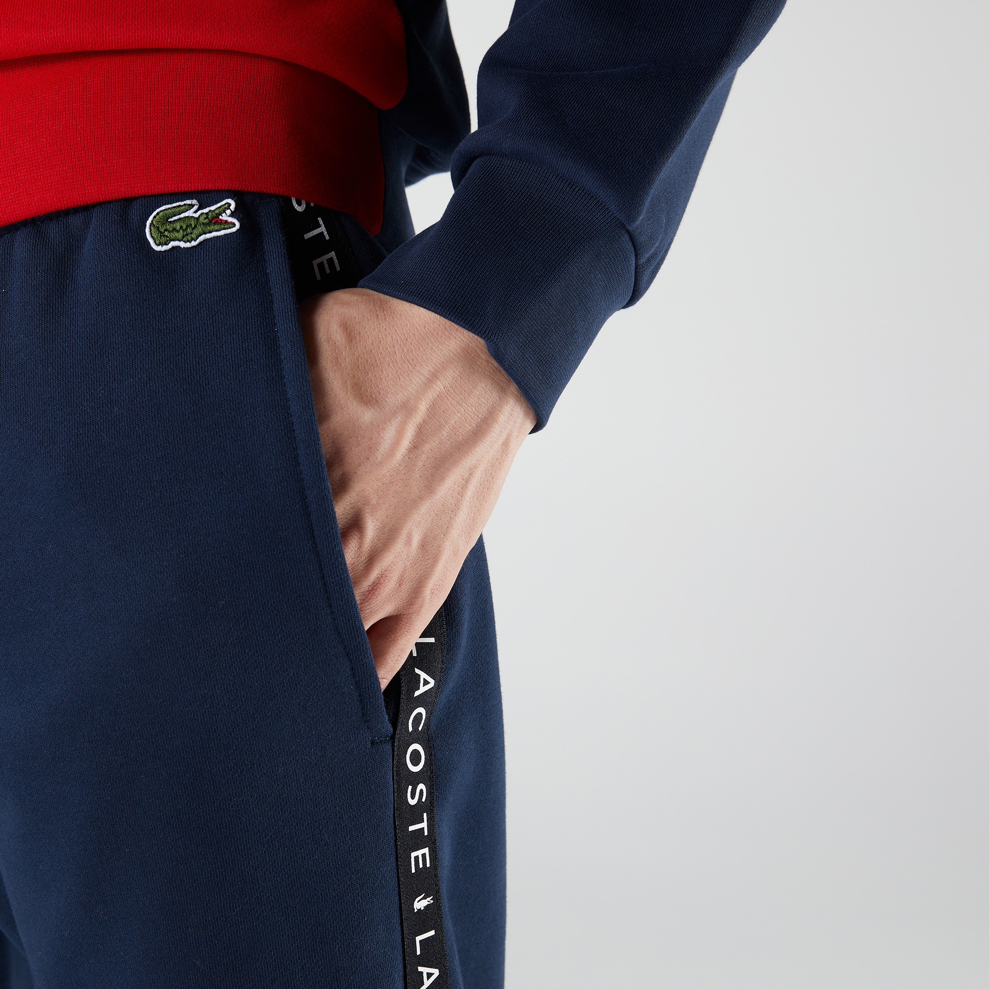 Lacoste SPORT Erkek Tappered Fit Renk Bloklu Baskılı Lacivert Eşofman Altı