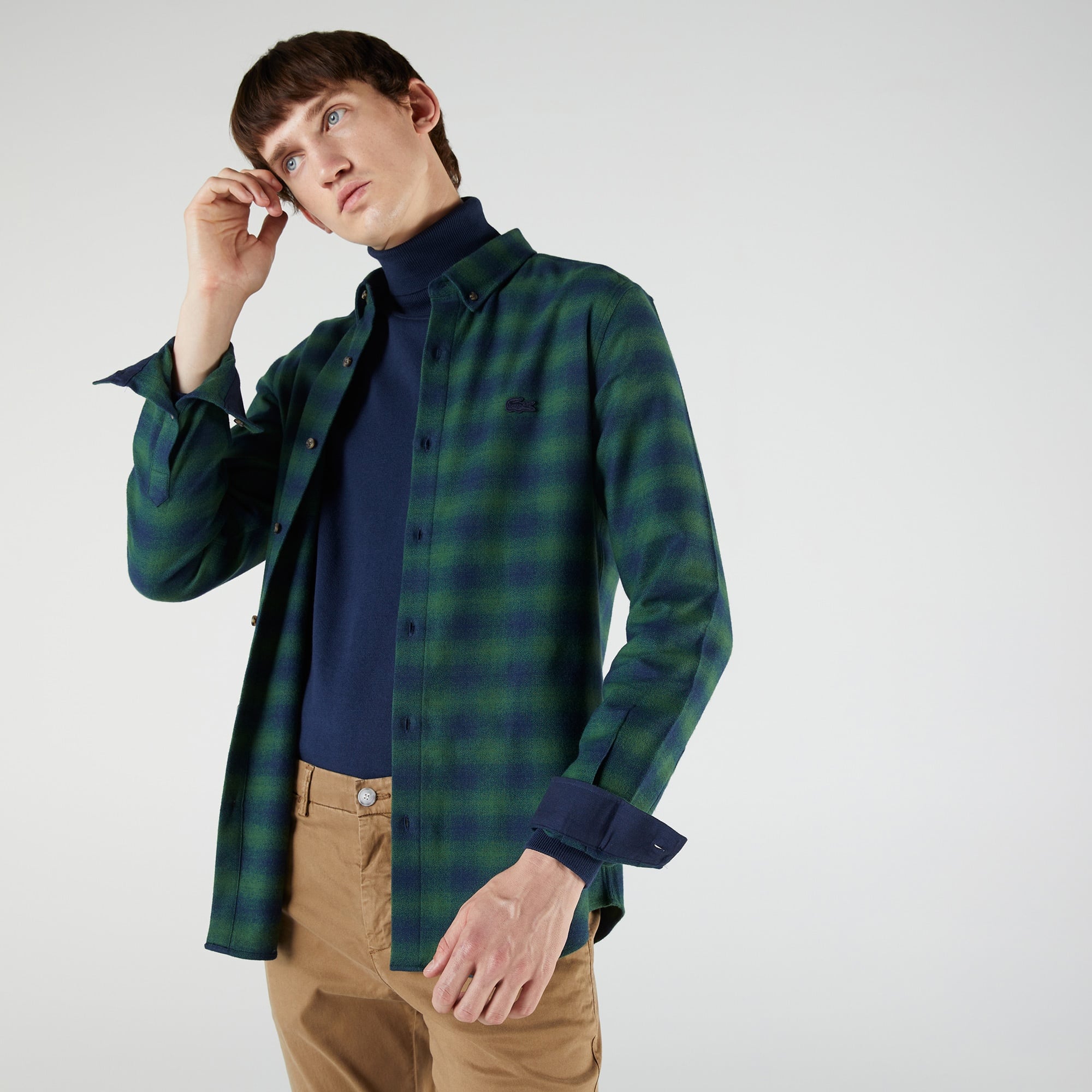 Lacoste Erkek Slim Fit Ekose Yeşil Gömlek