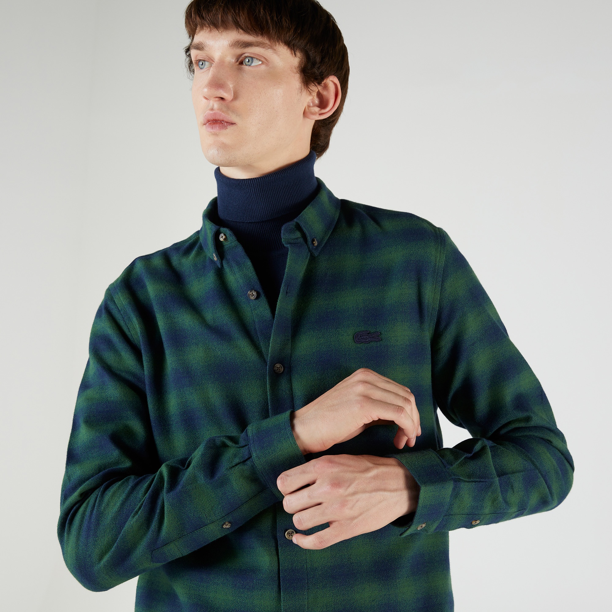 Lacoste Erkek Slim Fit Ekose Yeşil Gömlek