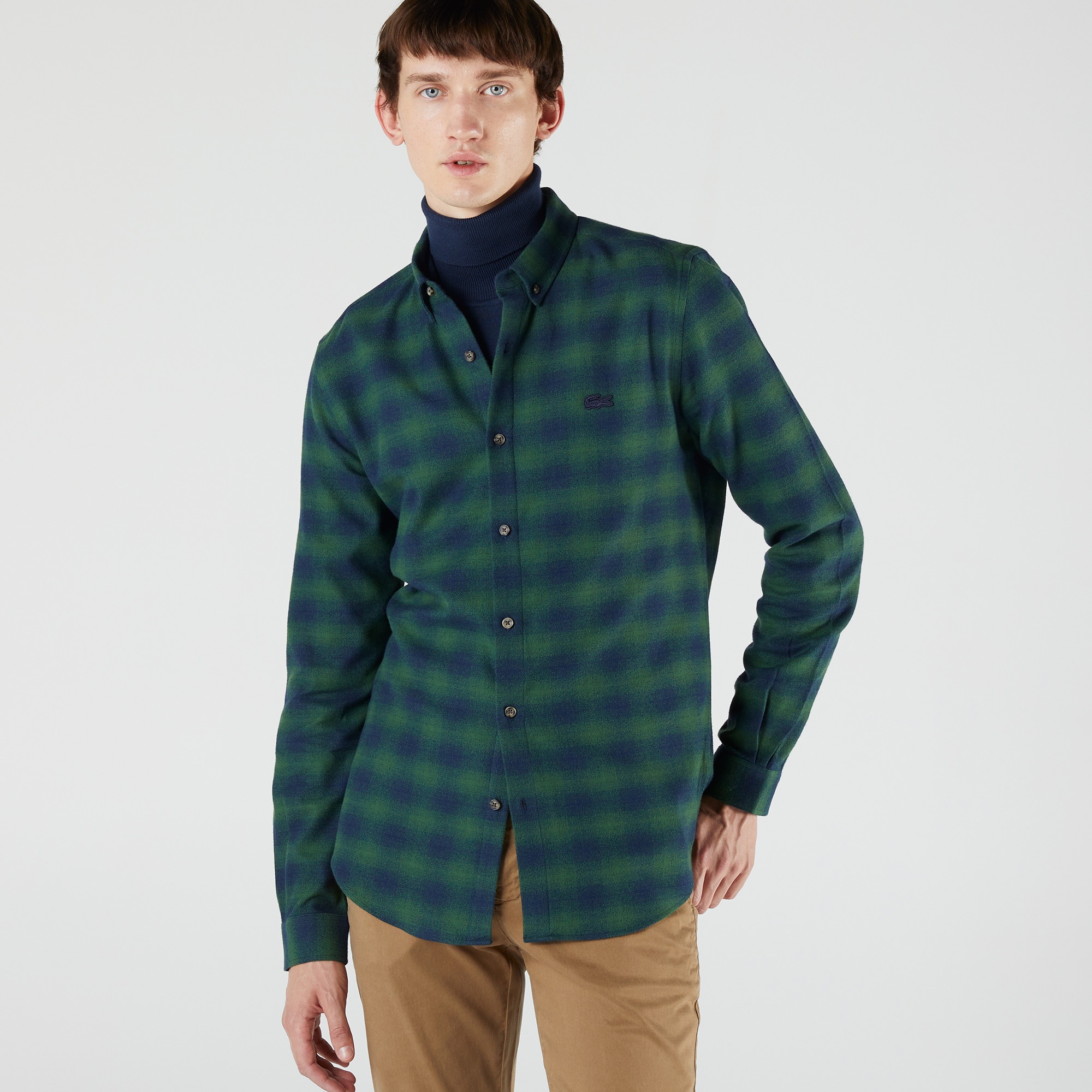 Lacoste Erkek Slim Fit Ekose Yeşil Gömlek