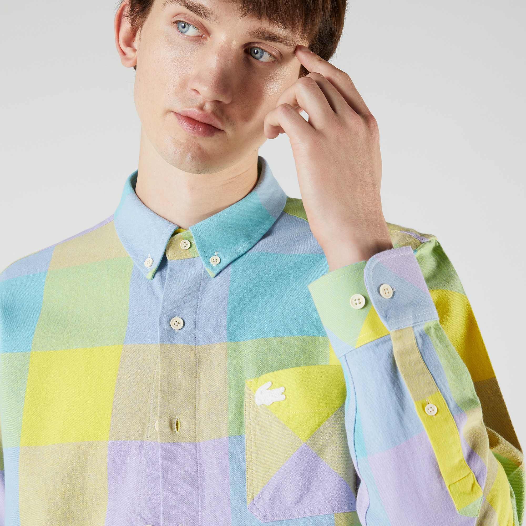 Lacoste L!VE Unisex Regular Fit Ekose Renkli Gömlek