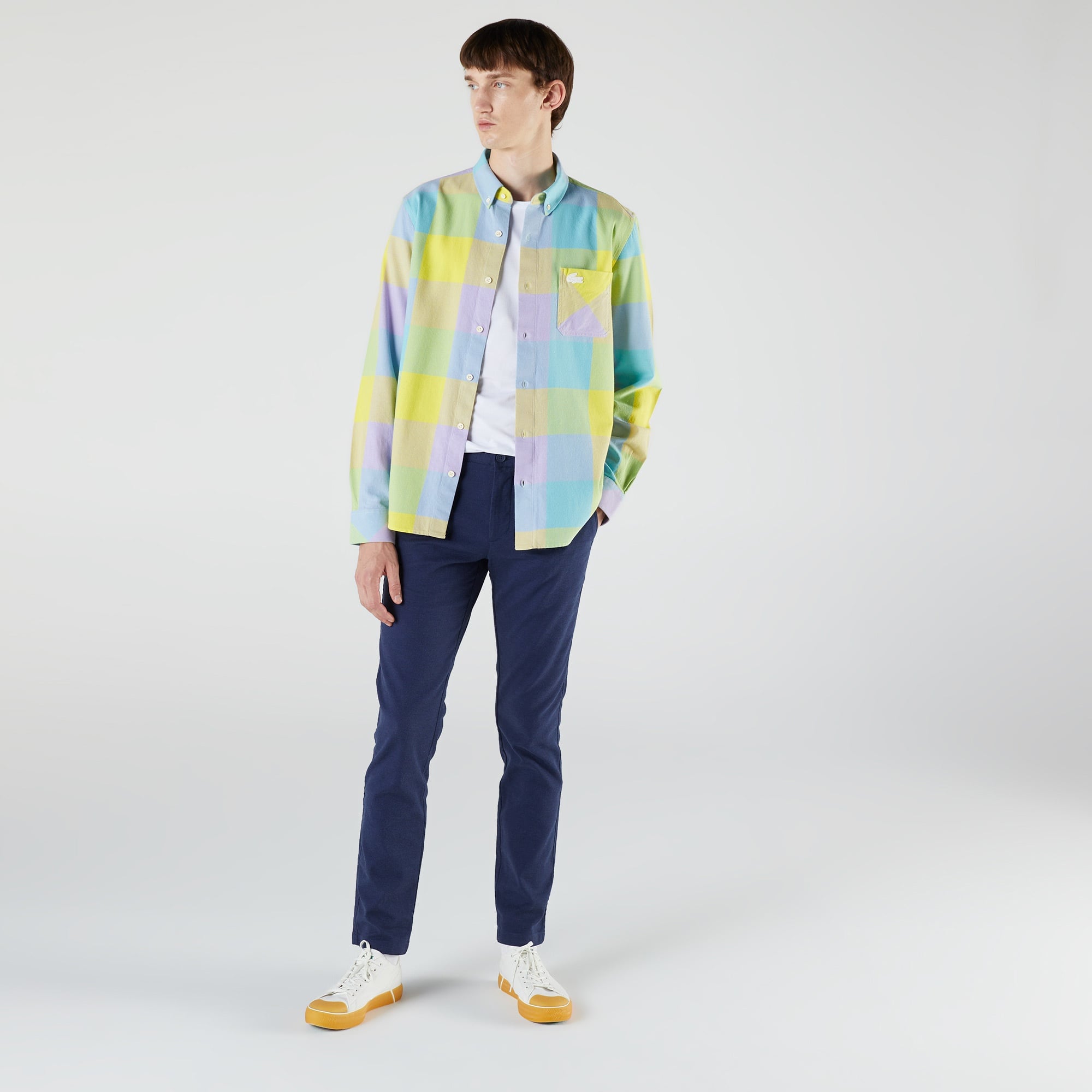 Lacoste L!VE Unisex Regular Fit Ekose Renkli Gömlek