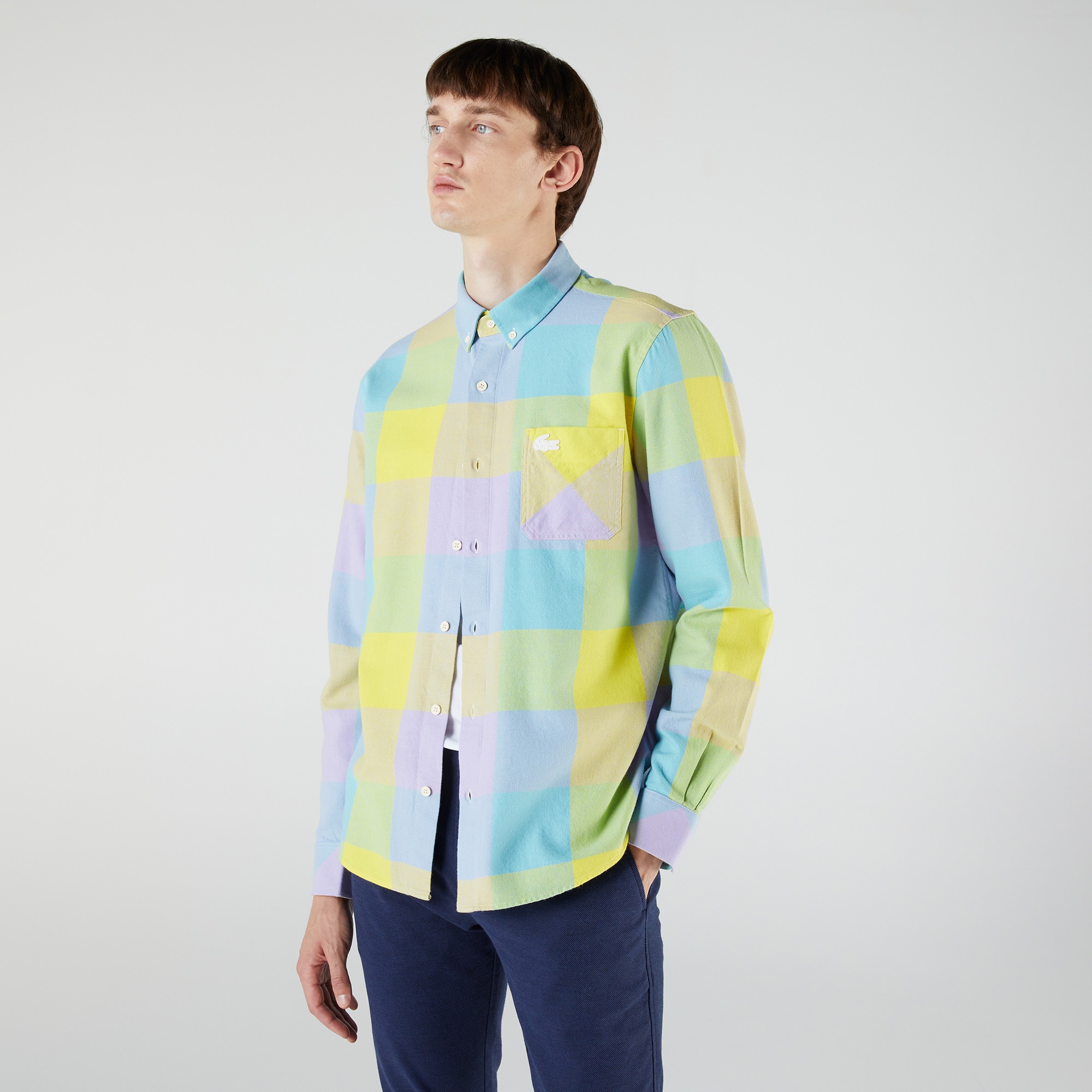 Lacoste L!VE Unisex Regular Fit Ekose Renkli Gömlek