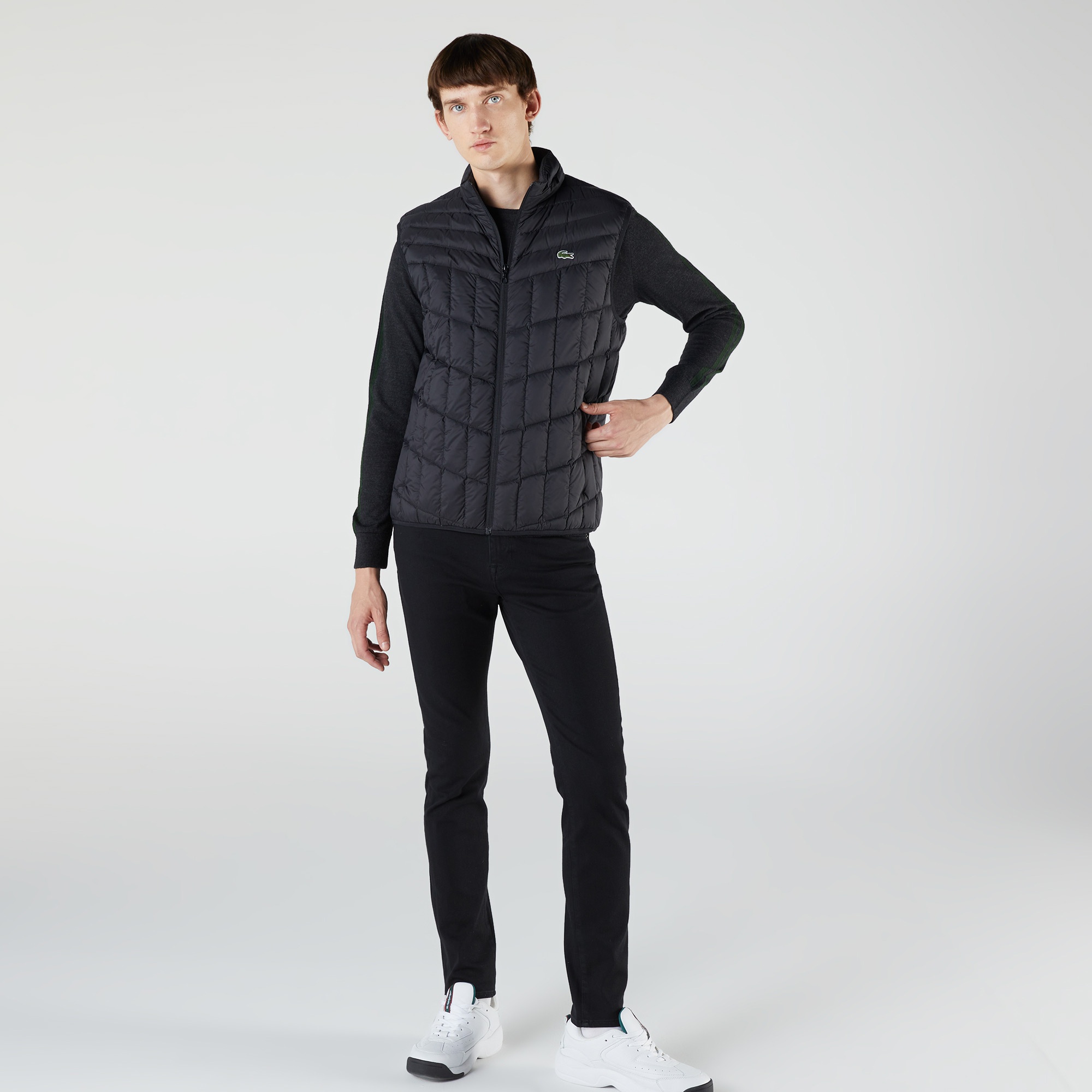 Lacoste Erkek Kapitone Siyah Yelek