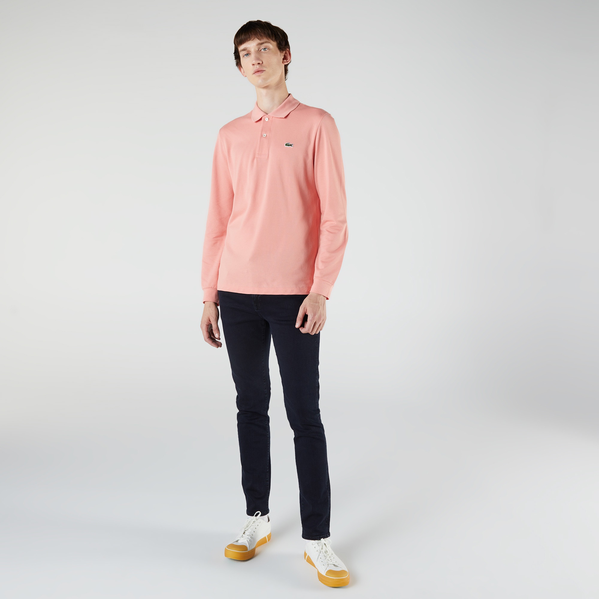 Lacoste Erkek Classic Fit Uzun Kollu Pembe Polo