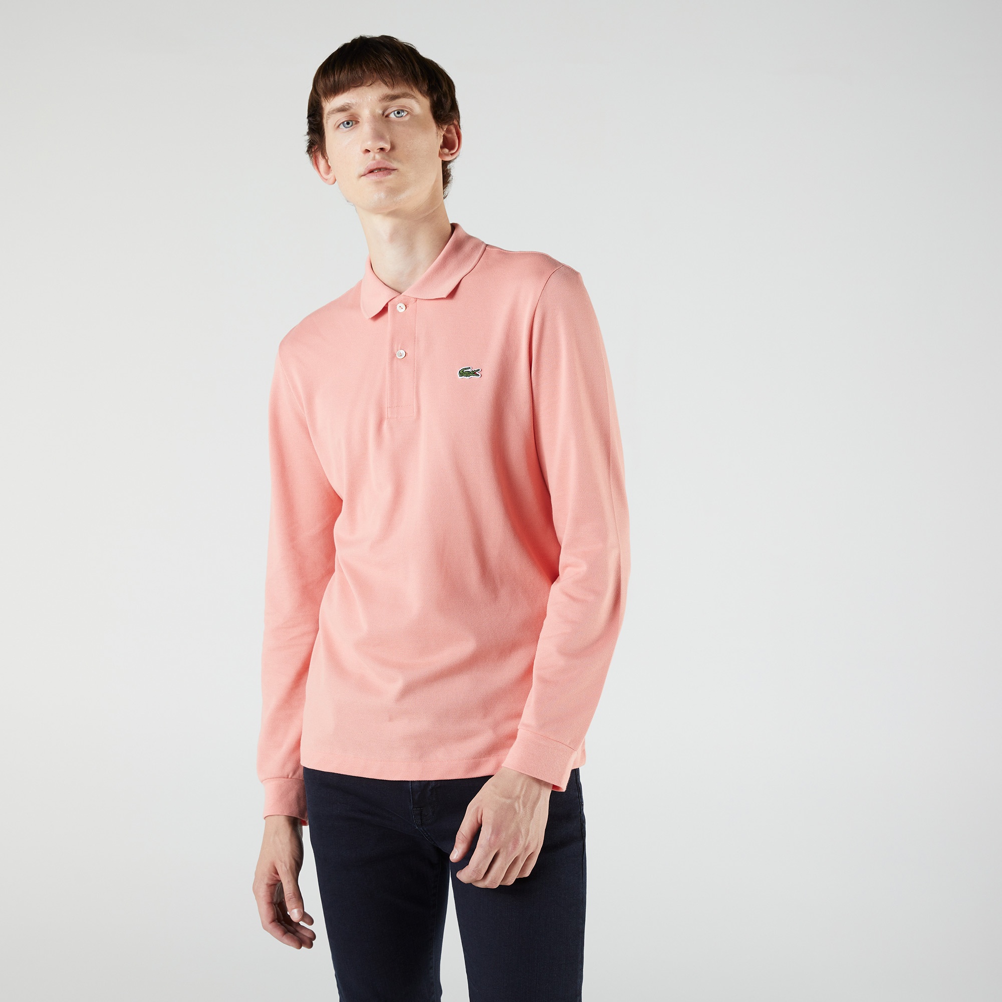 Lacoste Erkek Classic Fit Uzun Kollu Pembe Polo