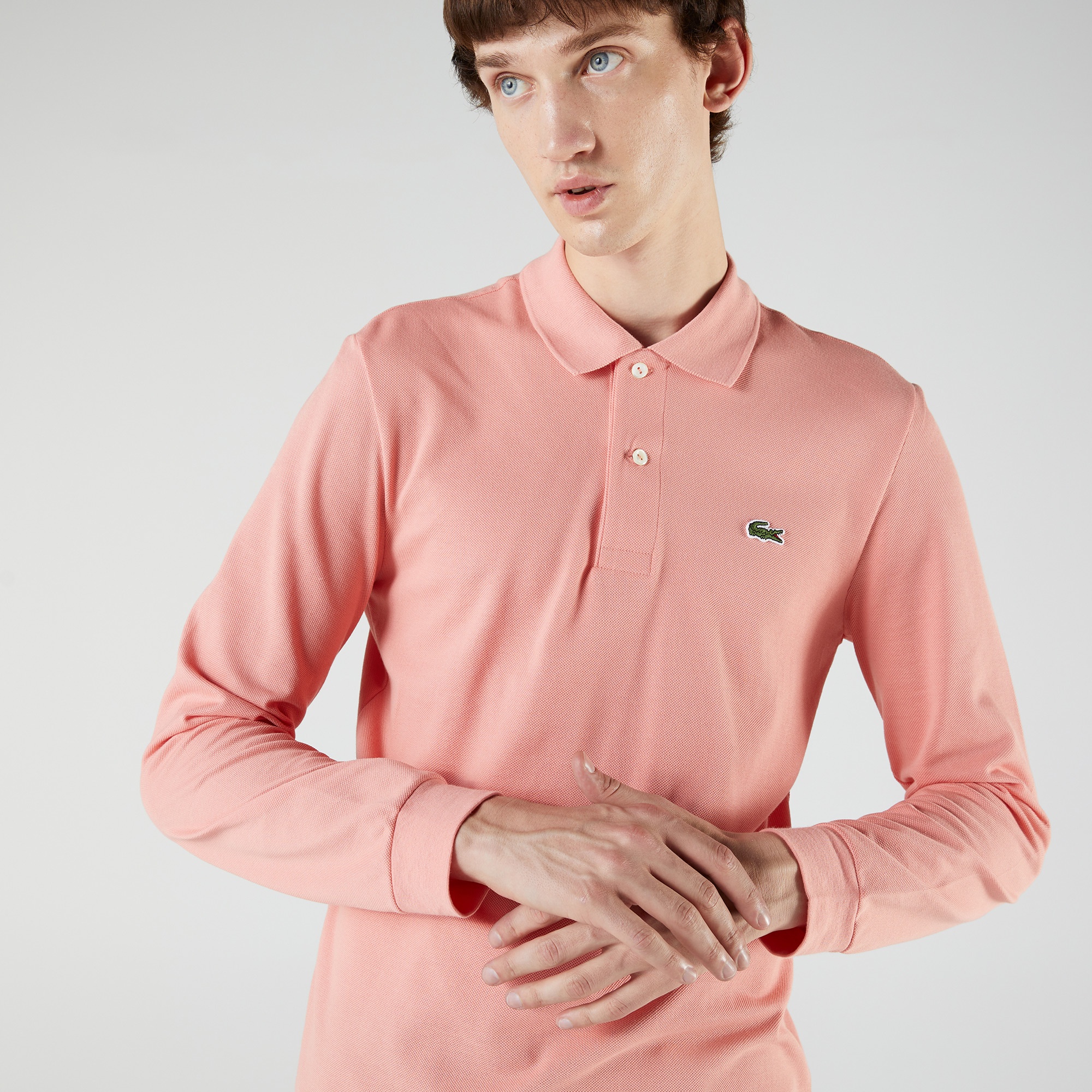 Lacoste Erkek Classic Fit Uzun Kollu Pembe Polo