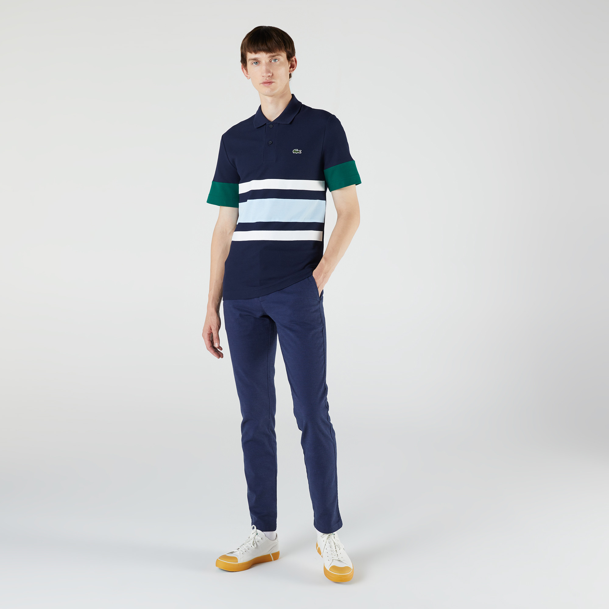 Lacoste Heritage Erkek Slim Fit Renk Bloklu Lacivert Polo