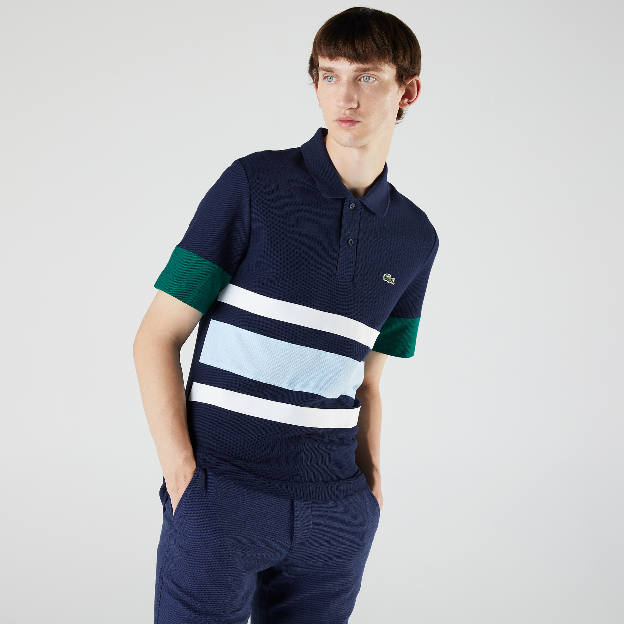 Lacoste Heritage Erkek Slim Fit Renk Bloklu Lacivert Polo