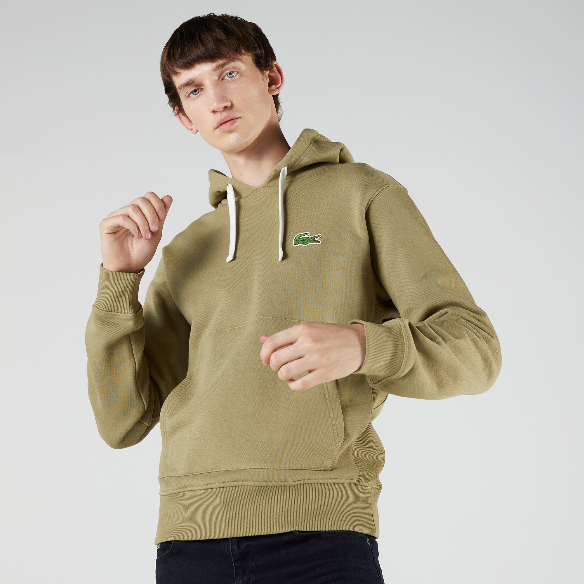 Lacoste Unisex Classic Fit Kapüşonlu Kahverengi Sweatshirt