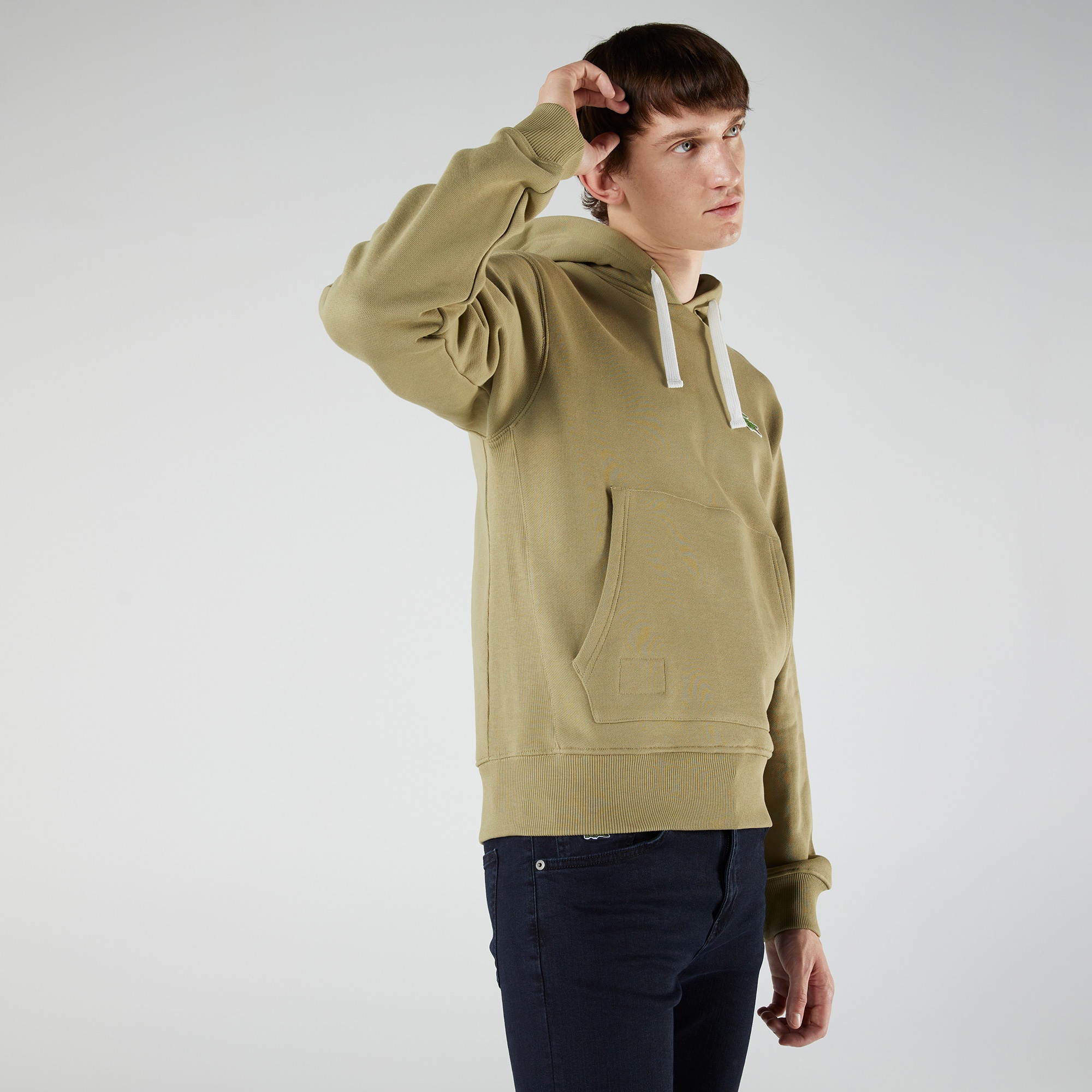 Lacoste Unisex Classic Fit Kapüşonlu Kahverengi Sweatshirt