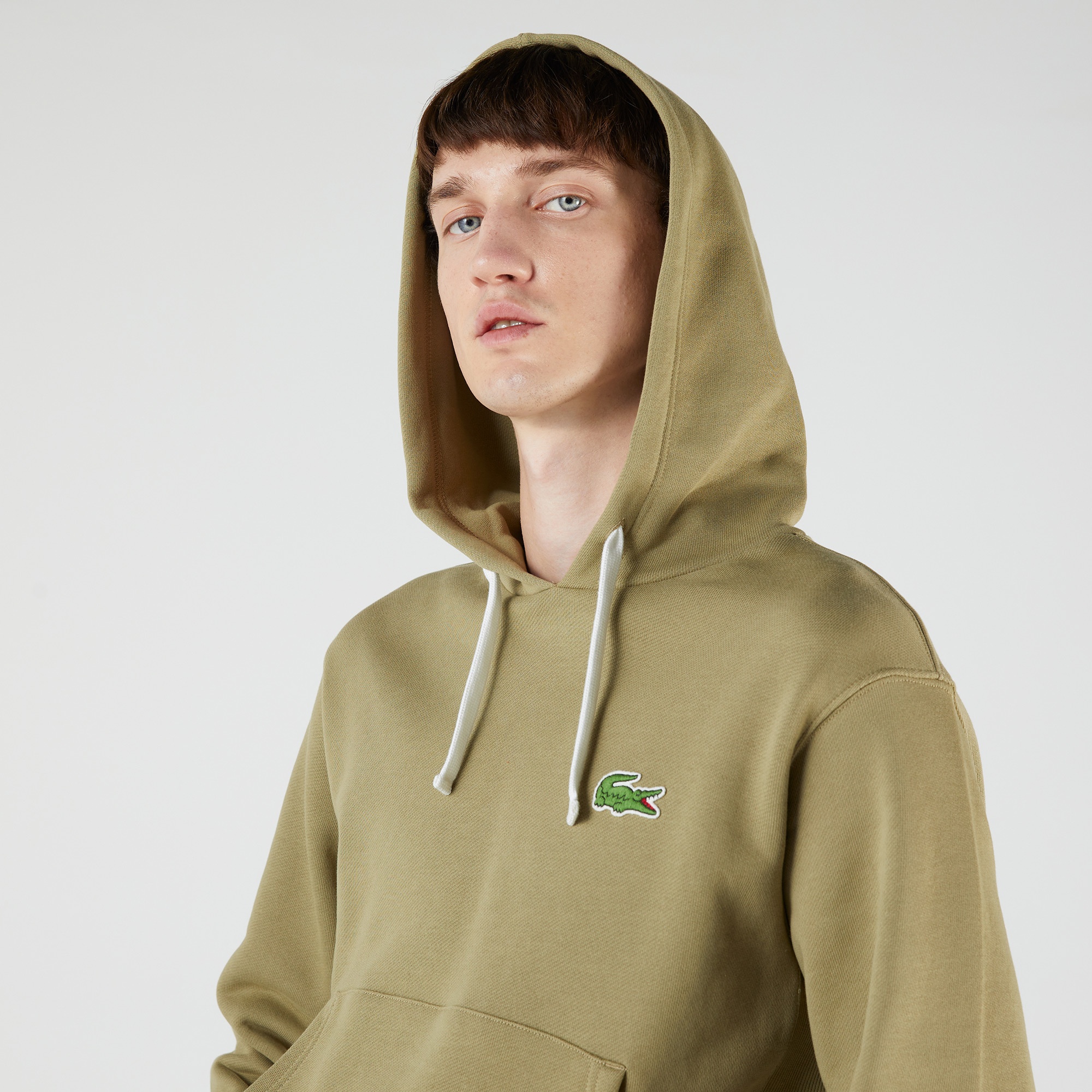 Lacoste Unisex Classic Fit Kapüşonlu Kahverengi Sweatshirt