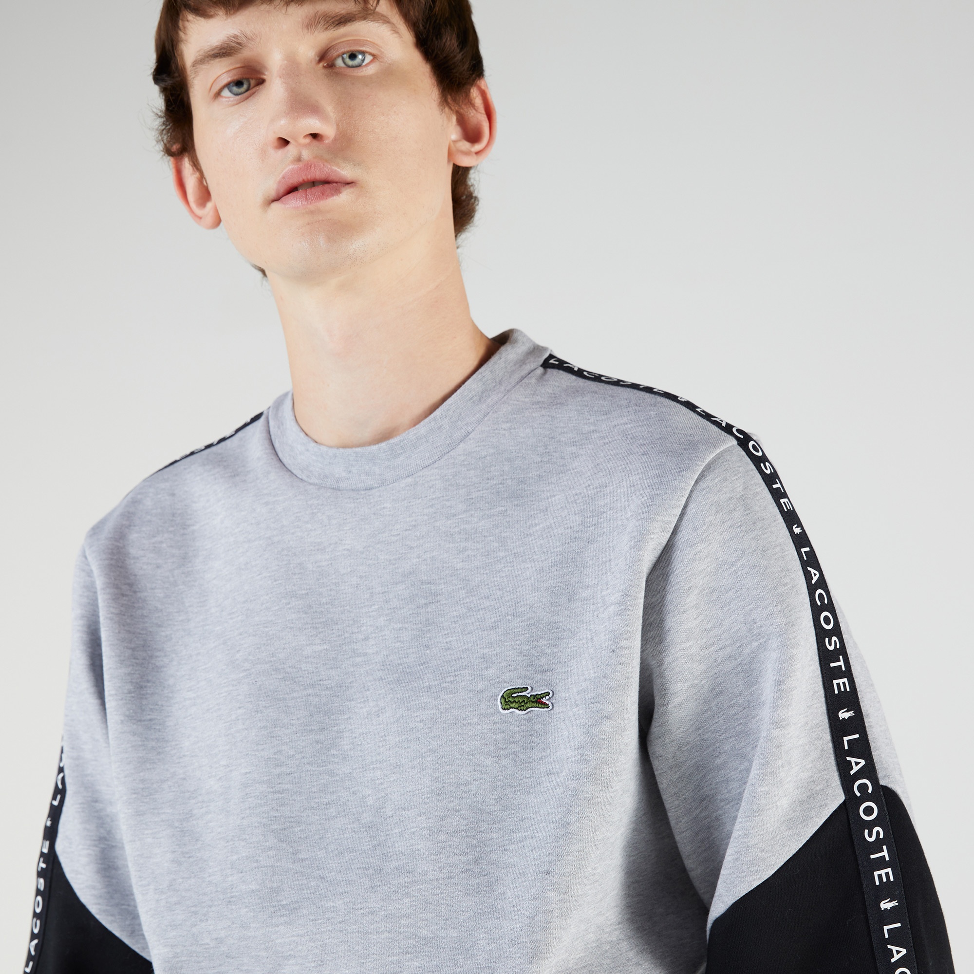 Lacoste Erkek Classic Fit Bisiklet Yaka Renk Bloklu Gri Sweatshirt