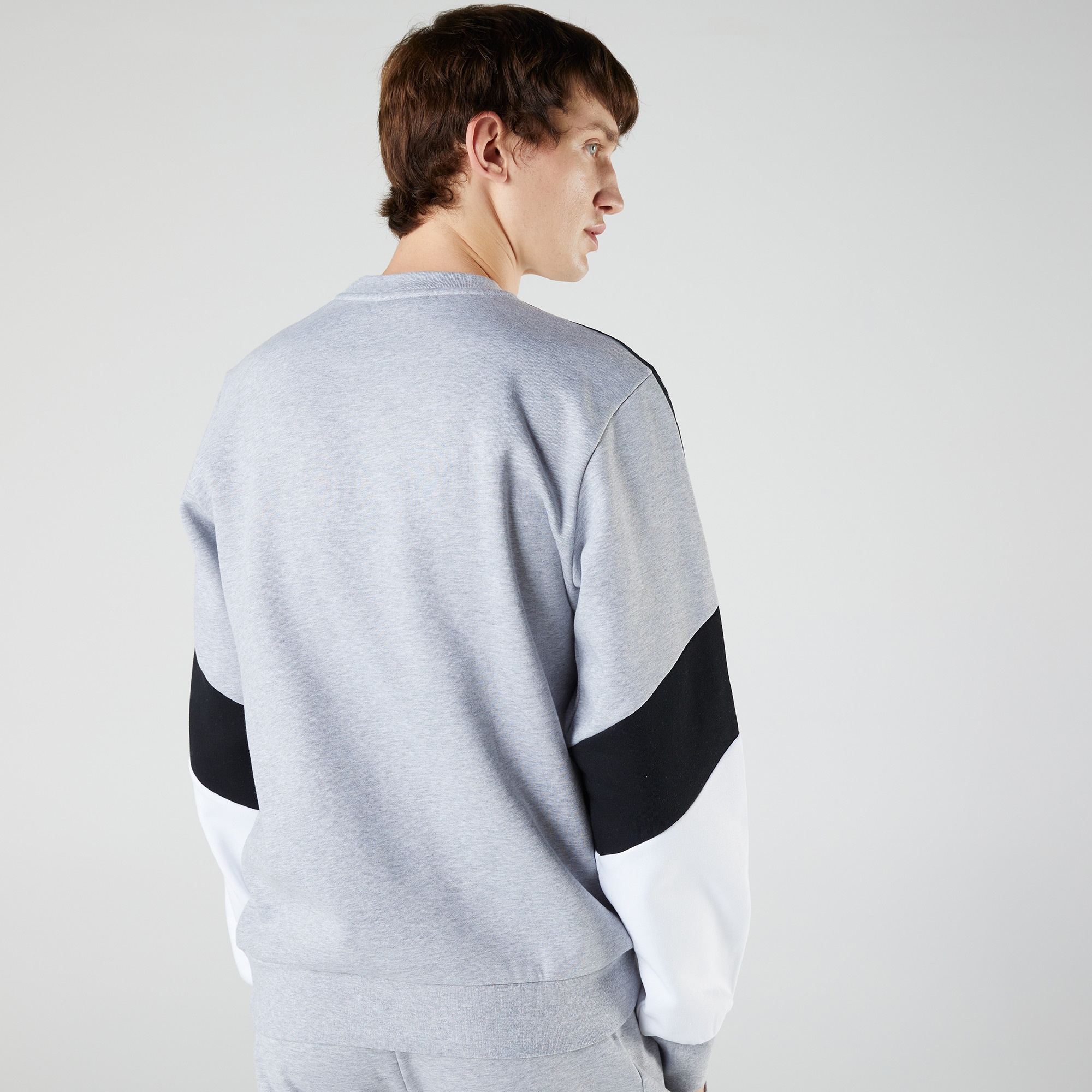 Lacoste Erkek Classic Fit Bisiklet Yaka Renk Bloklu Gri Sweatshirt