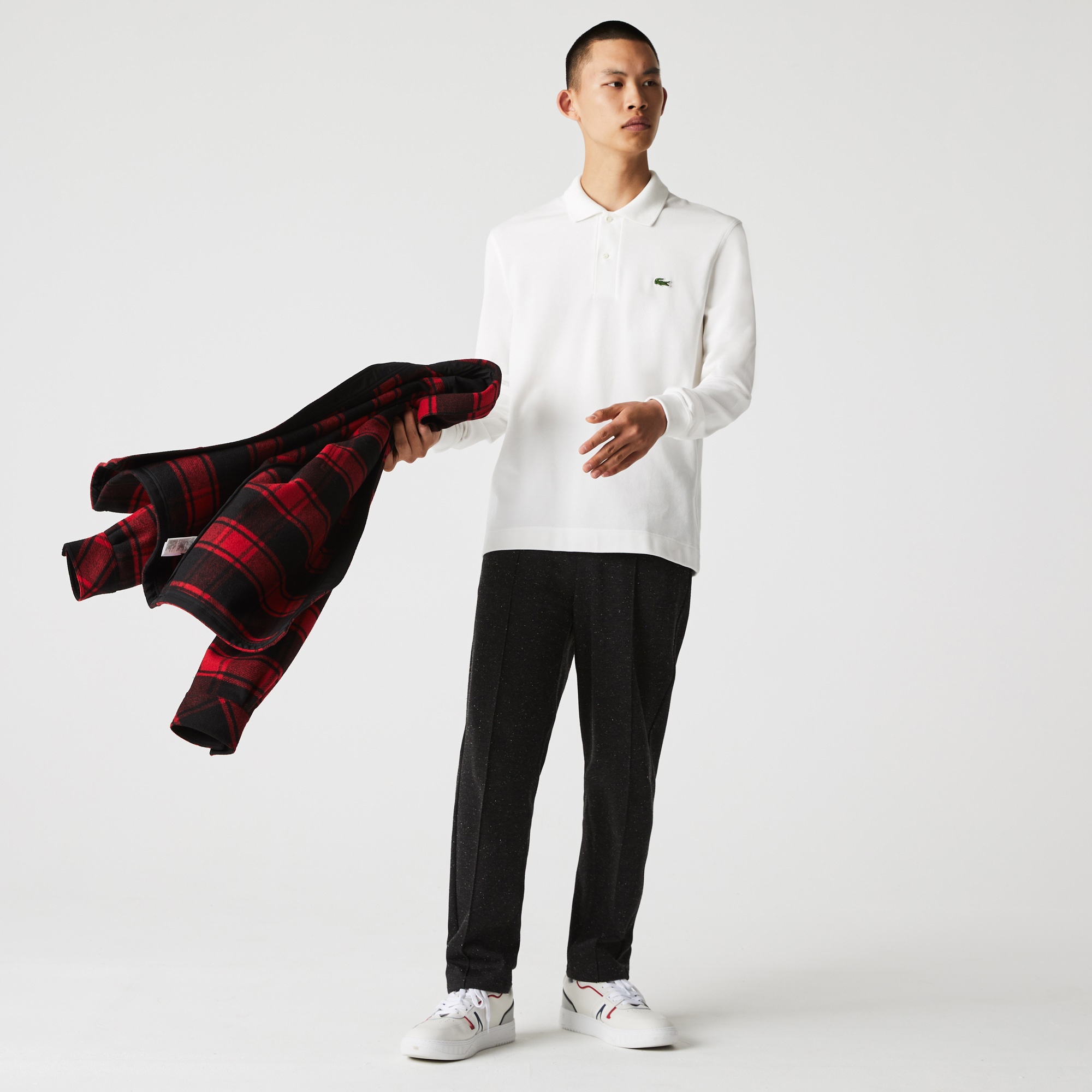 Lacoste Erkek Classic Fit Uzun Kollu Beyaz Polo