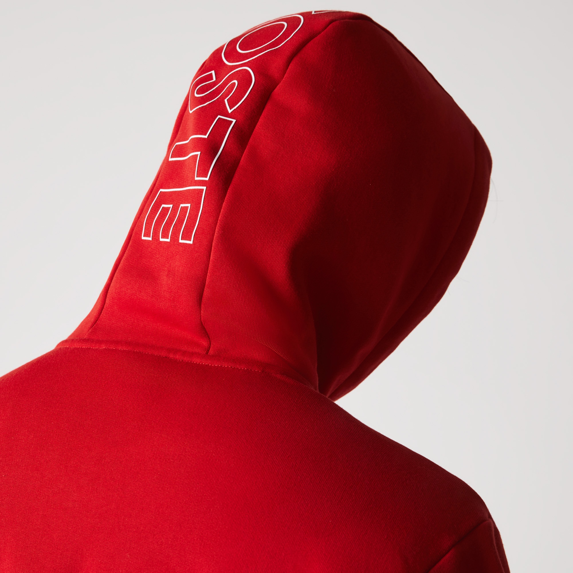 Lacoste Erkek Classic Fit Kapüşonlu Renk Bloklu Kırmızı Sweatshirt