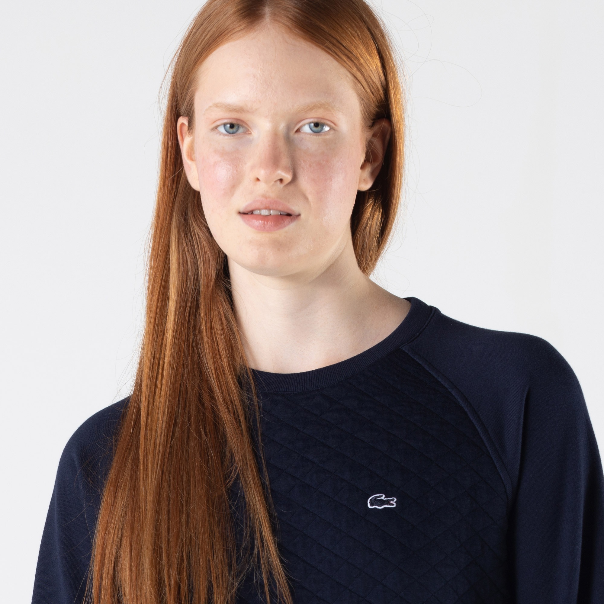 Lacoste Kadın Regular Fit Bisiklet Yaka Desenli Lacivert Sweatshirt