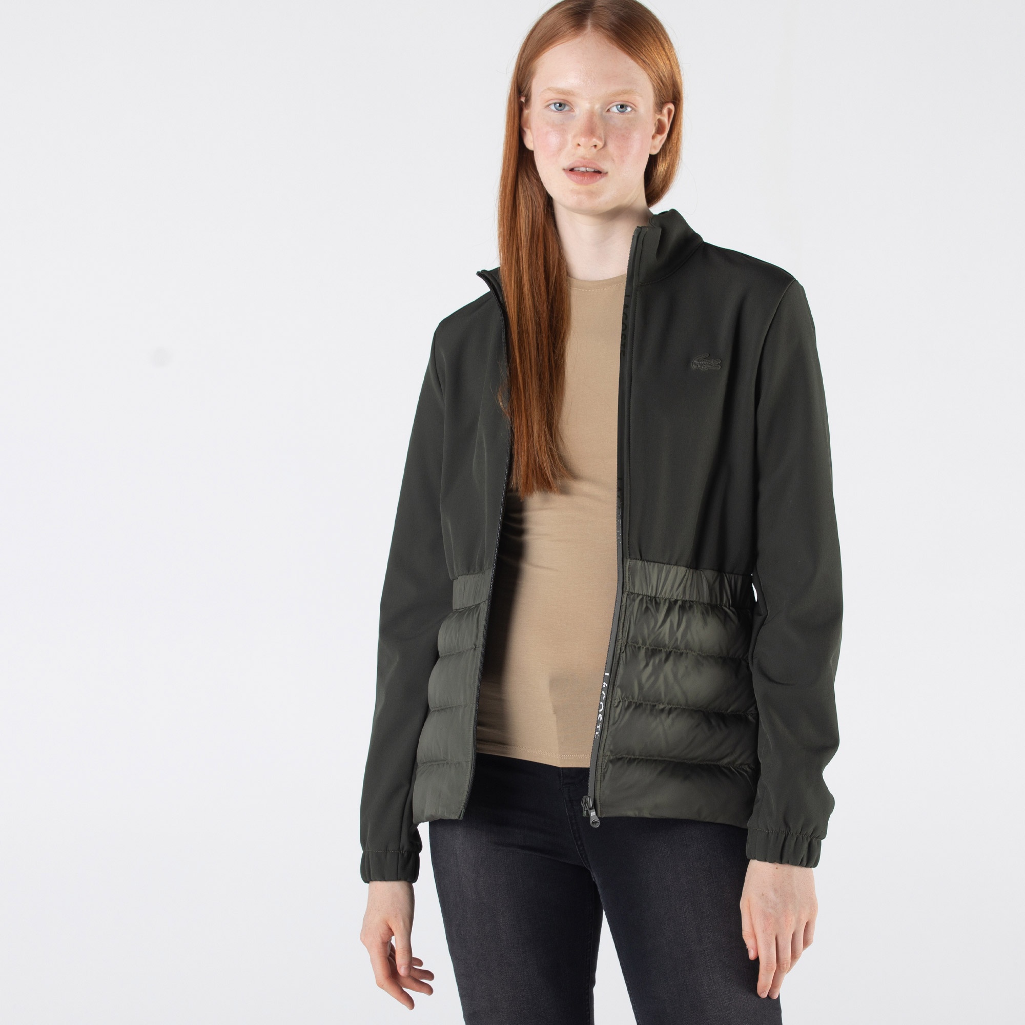 Lacoste Kadın Dik Yaka Kapitone Yeşil Mont