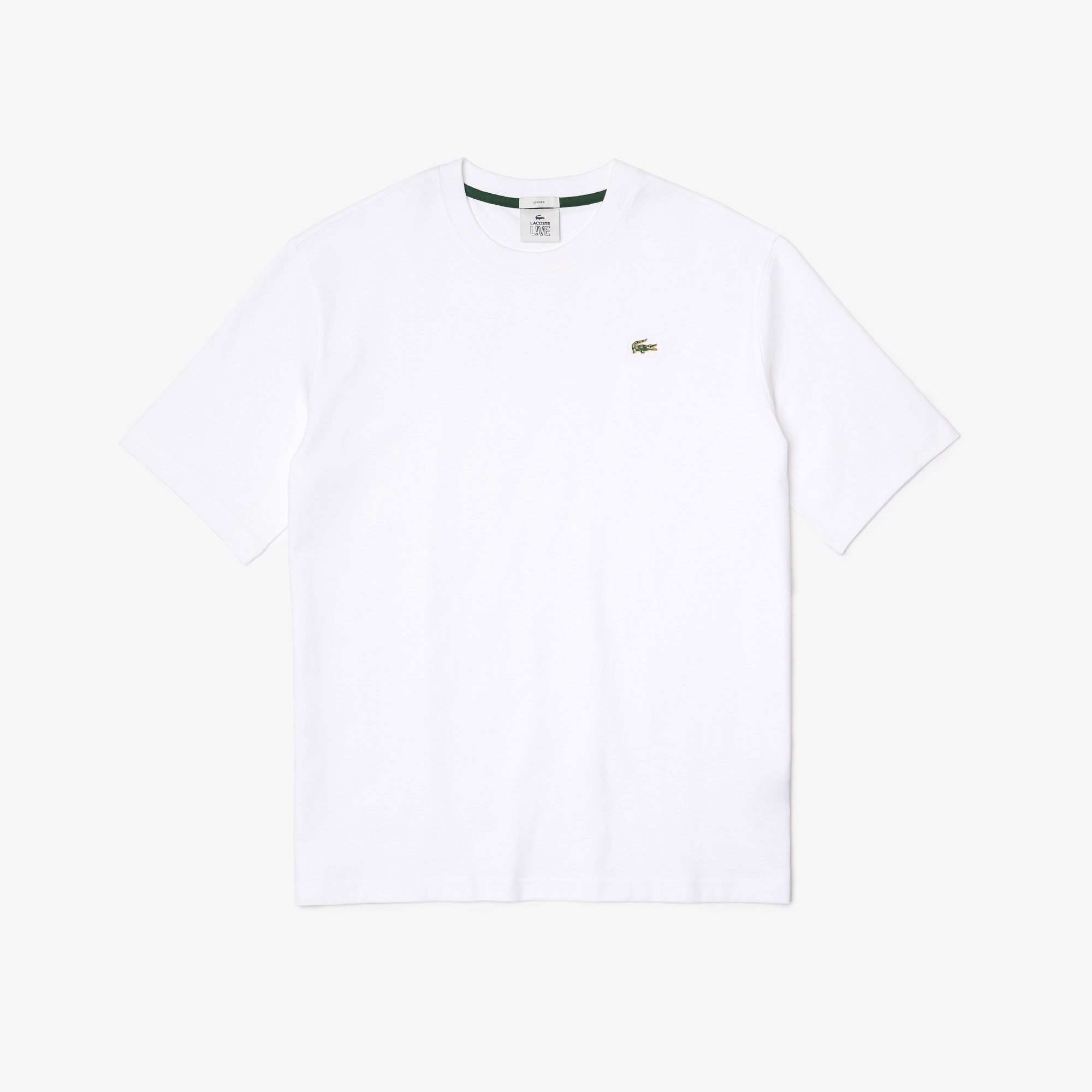 Lacoste L!VE Unisex Relaxed Fit Bisiklet Yaka Beyaz T-Shirt