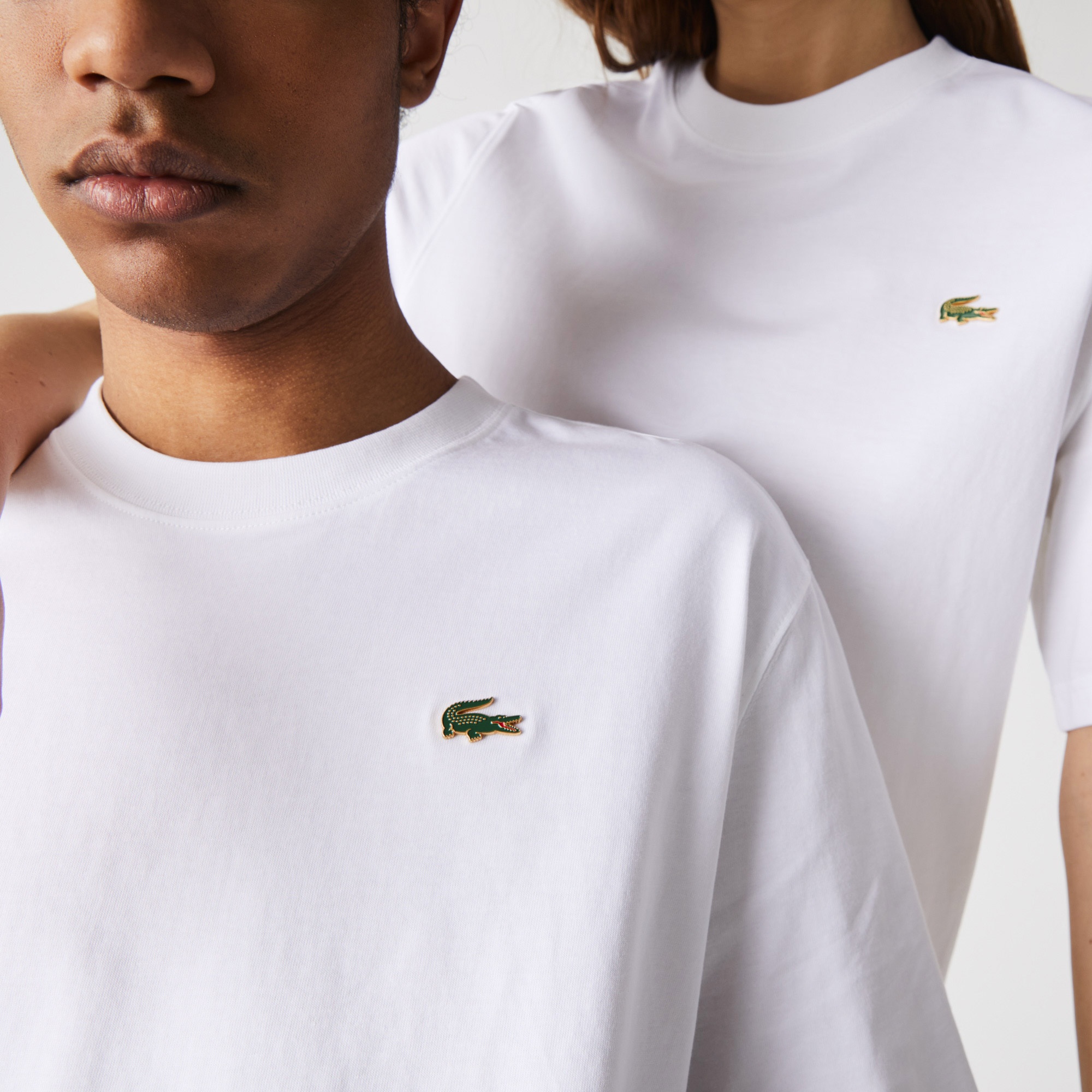 Lacoste L!VE Unisex Relaxed Fit Bisiklet Yaka Beyaz T-Shirt