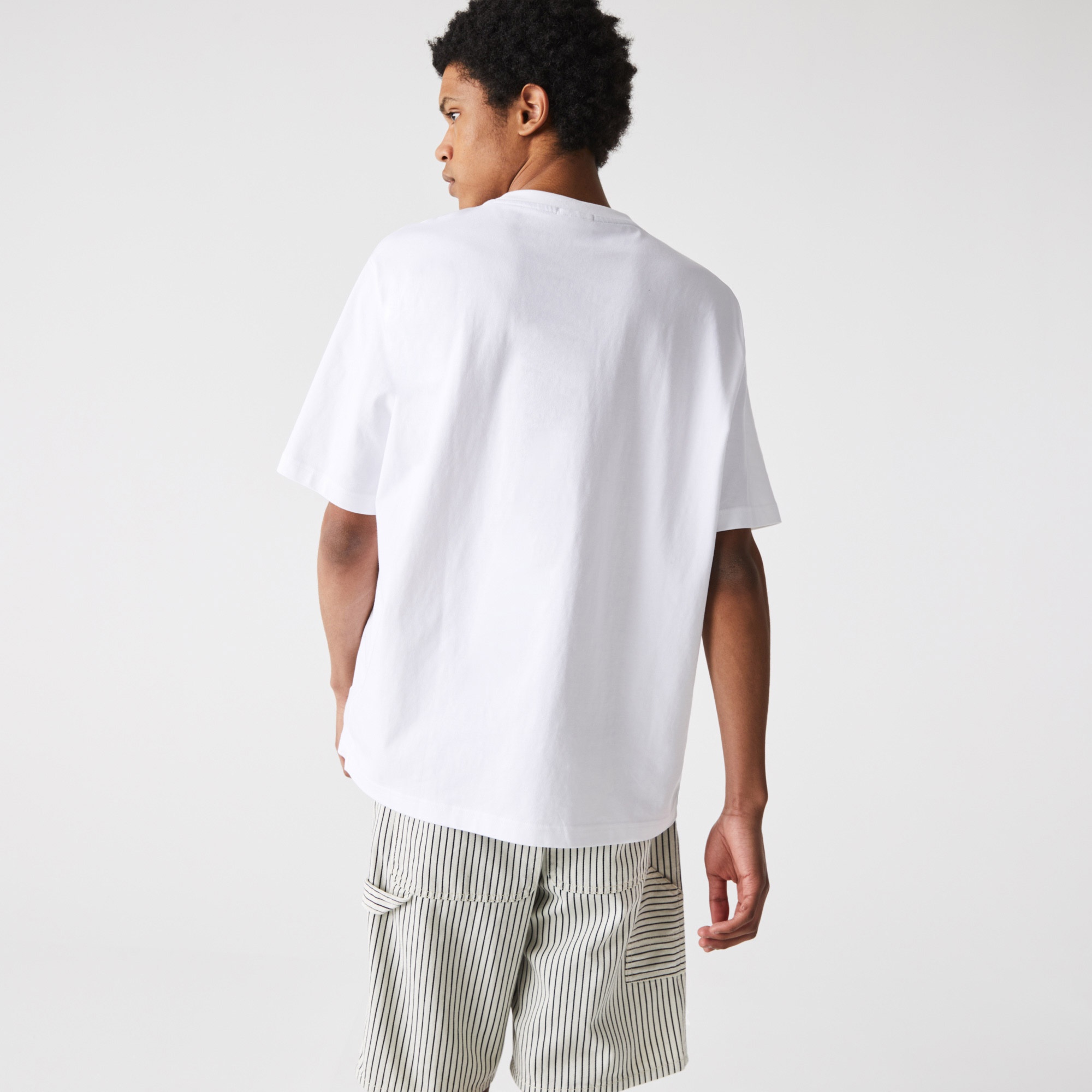 Lacoste L!VE Unisex Relaxed Fit Bisiklet Yaka Beyaz T-Shirt