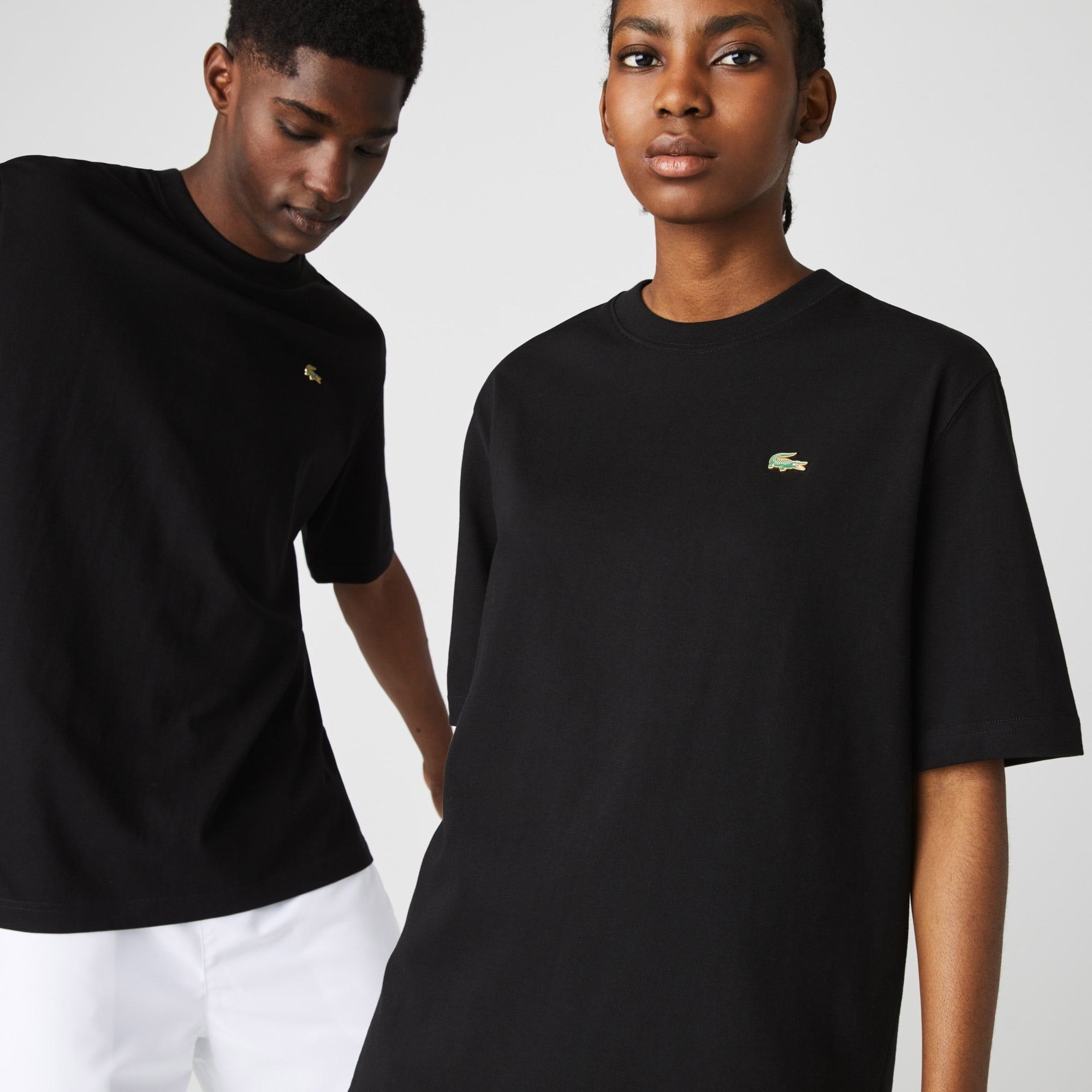 Lacoste L!VE Unisex Loose Fit Bisiklet Yaka Siyah T-Shirt