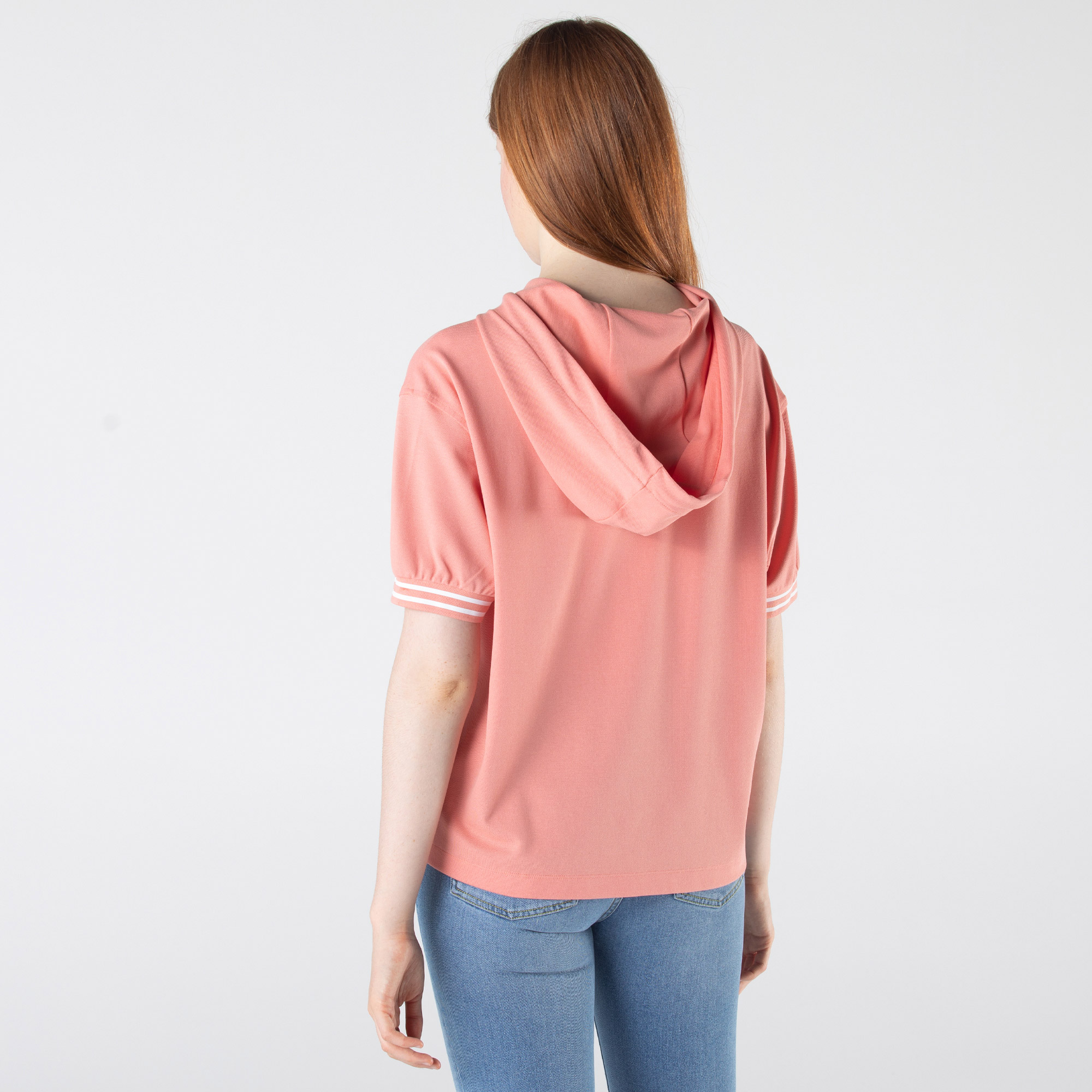 Lacoste Kadın Loose Fit Kısa Kollu Kapüşonlu Pembe Polo