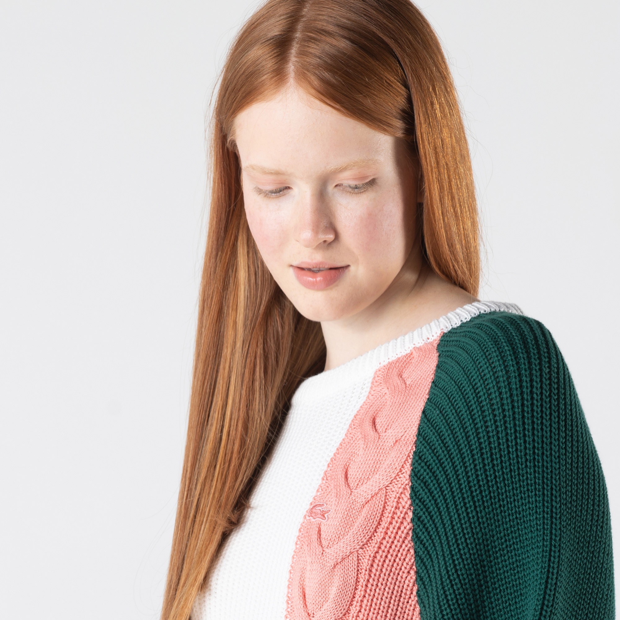 Lacoste Kadın Bisiklet Yaka Renk Bloklu Renkli Kazak