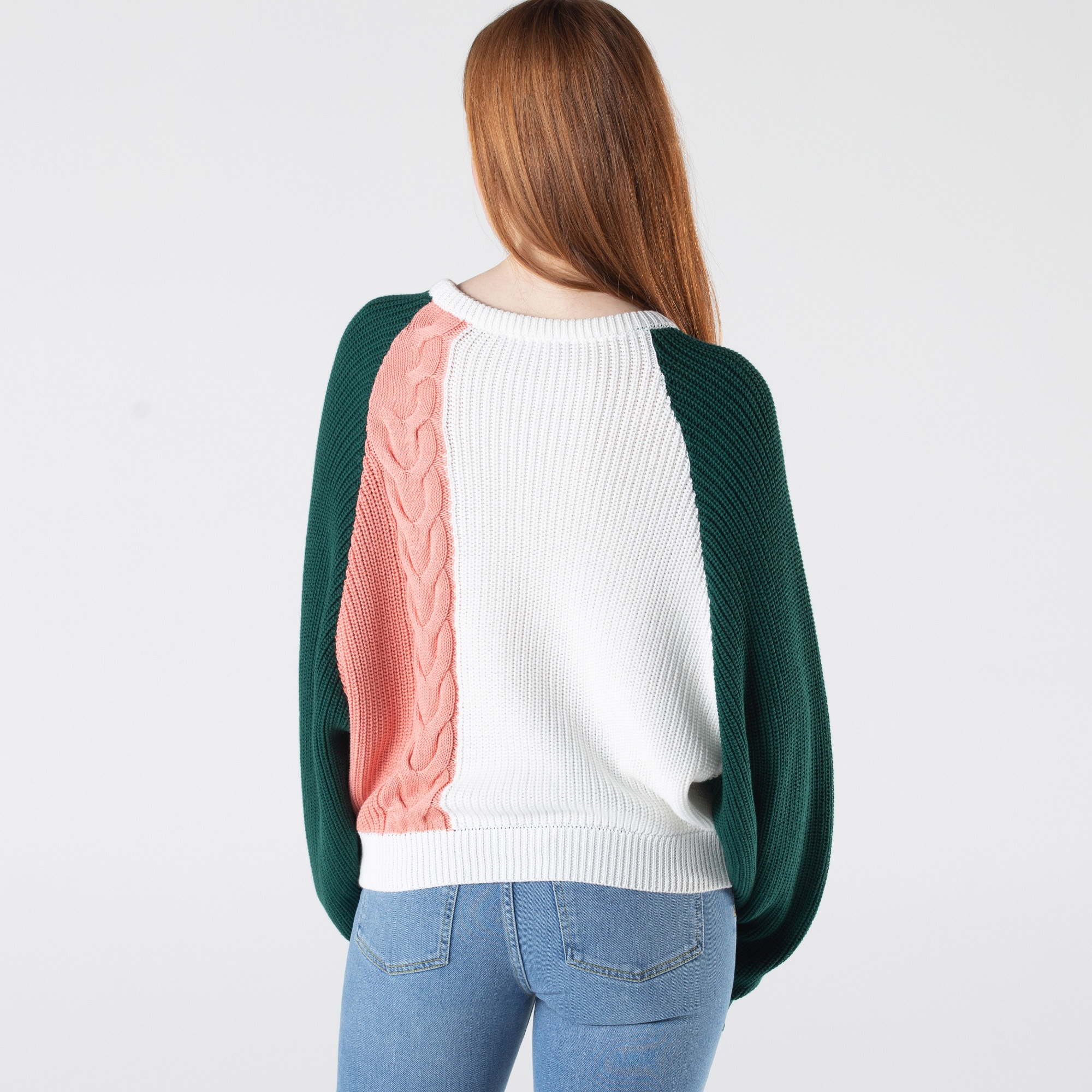 Lacoste Kadın Bisiklet Yaka Renk Bloklu Renkli Kazak