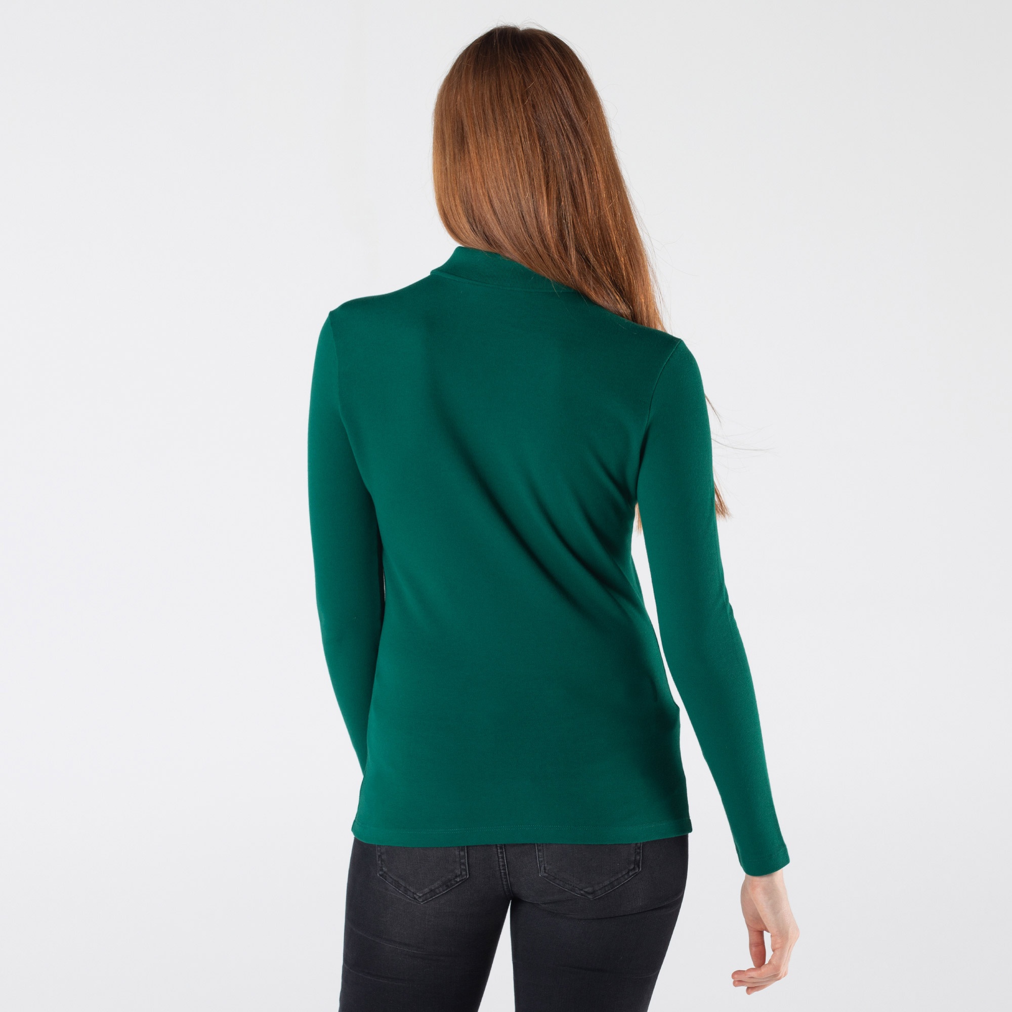 Lacoste Kadın Slim Fit Uzun Kollu Yeşil Polo