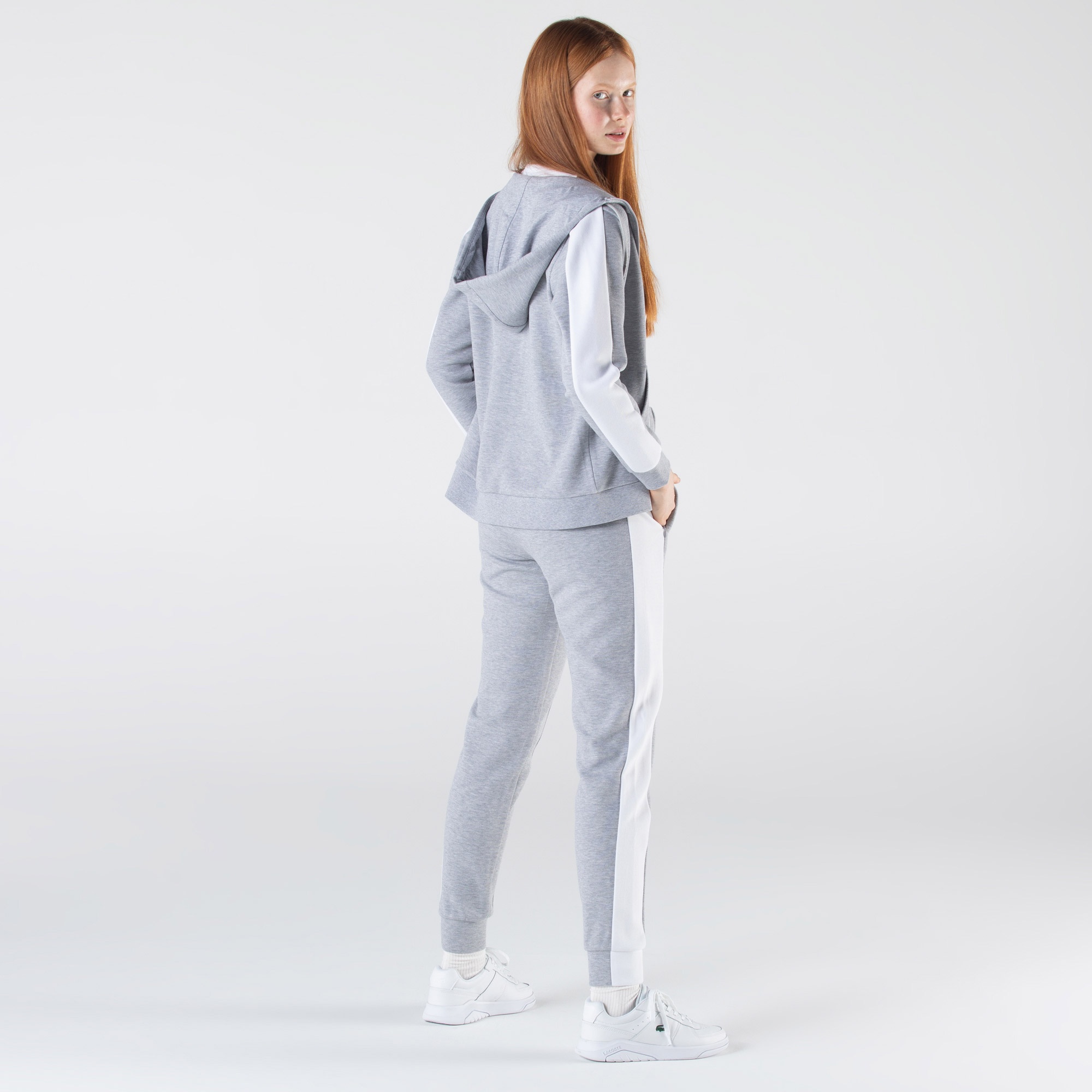 Lacoste Kadın Relaxed Fit Renk Bloklu Gri Eşofman Altı