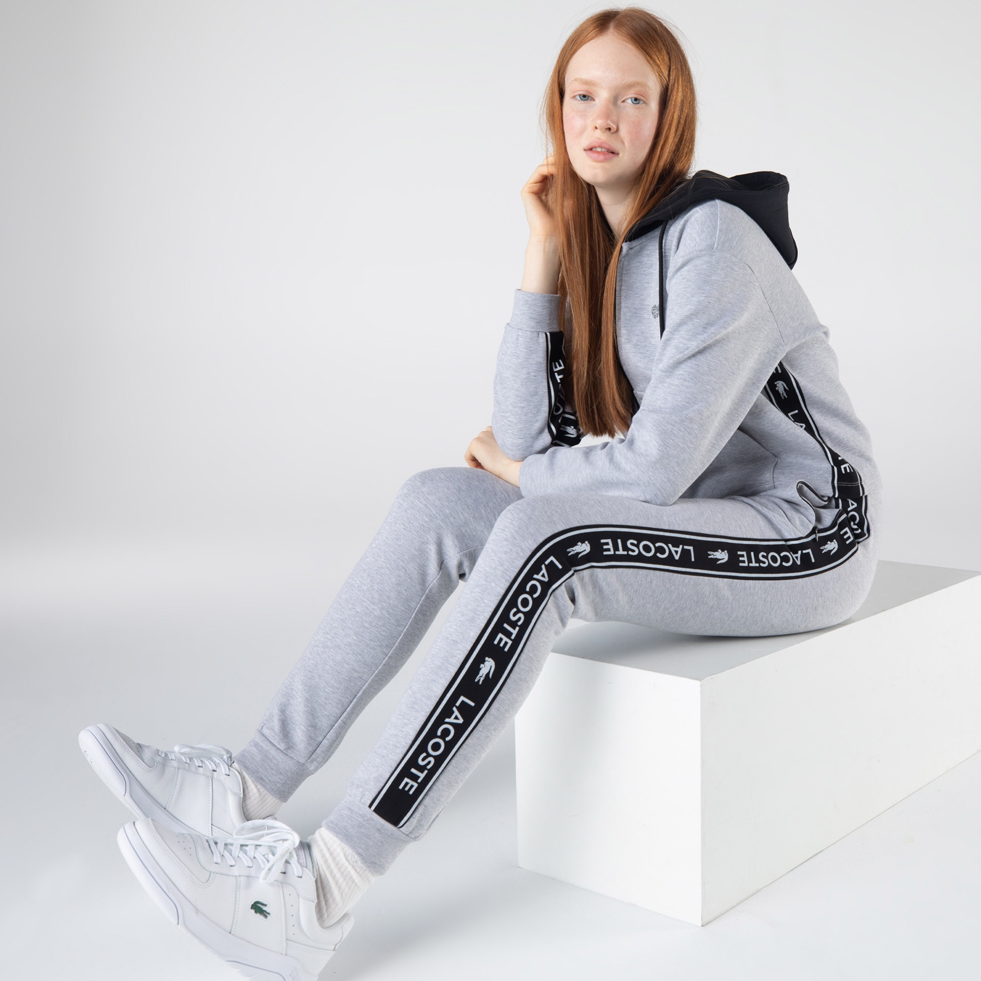 Lacoste Kadın Slim Fit Baskılı Gri Eşofman Altı